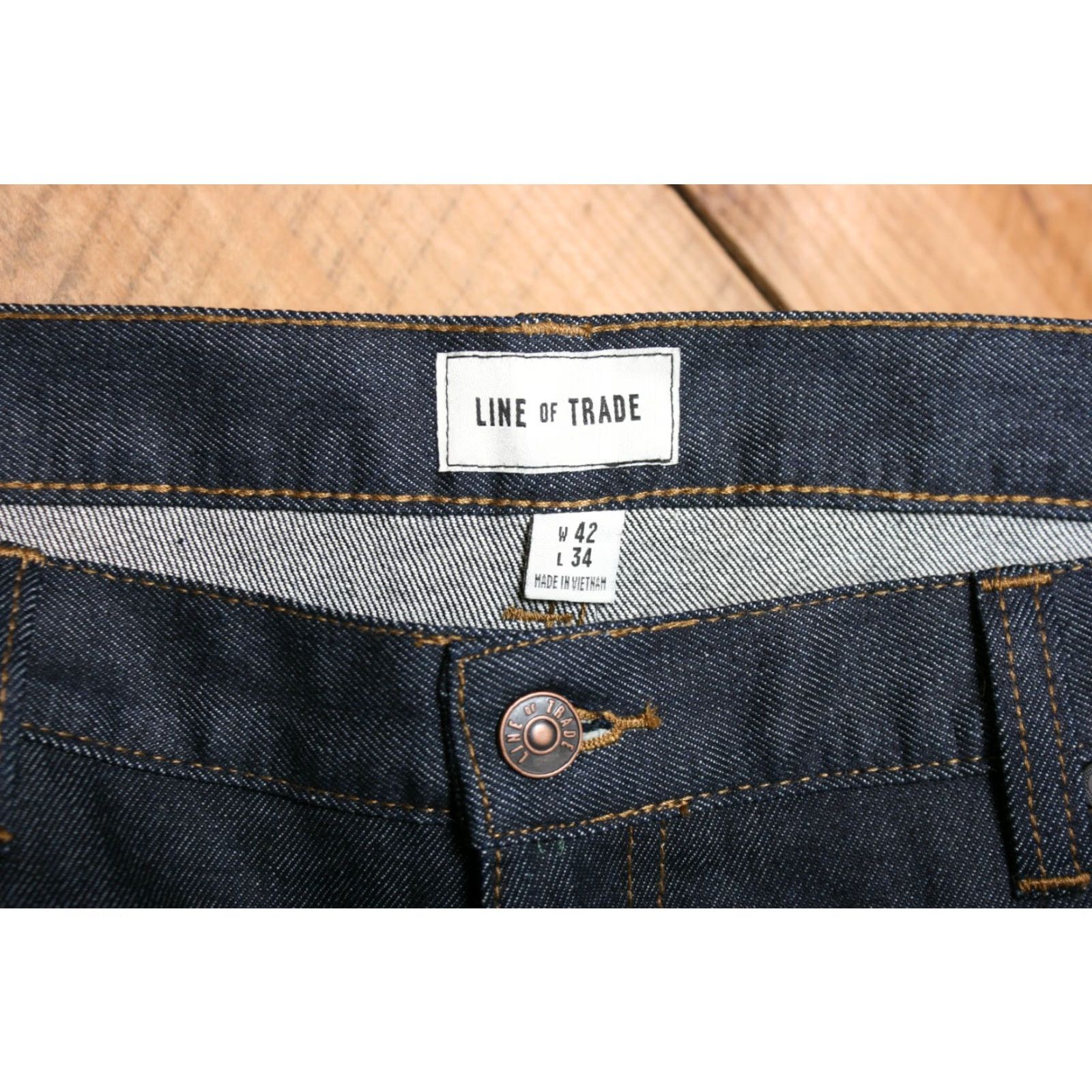 Denime LINE OF TRADE Bespoke Post Straight Leg Denim Jeans Mens 42x34 Blue Cotton Cotton Blend Zip Dark Wash 34 Inseam Jeans Size US 42 / EU 58 - 7 Thumbnail
