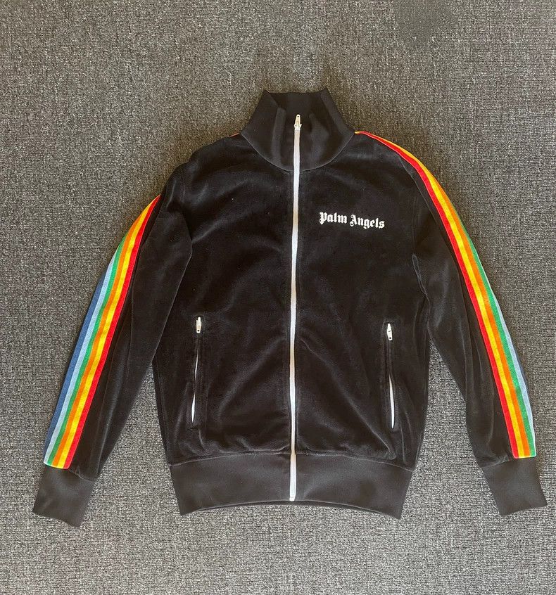 Palm Angels Palm Angels Black Velour Track Jacket-yf Size US S / EU 44-46 / 1 - 1 Thumbnail