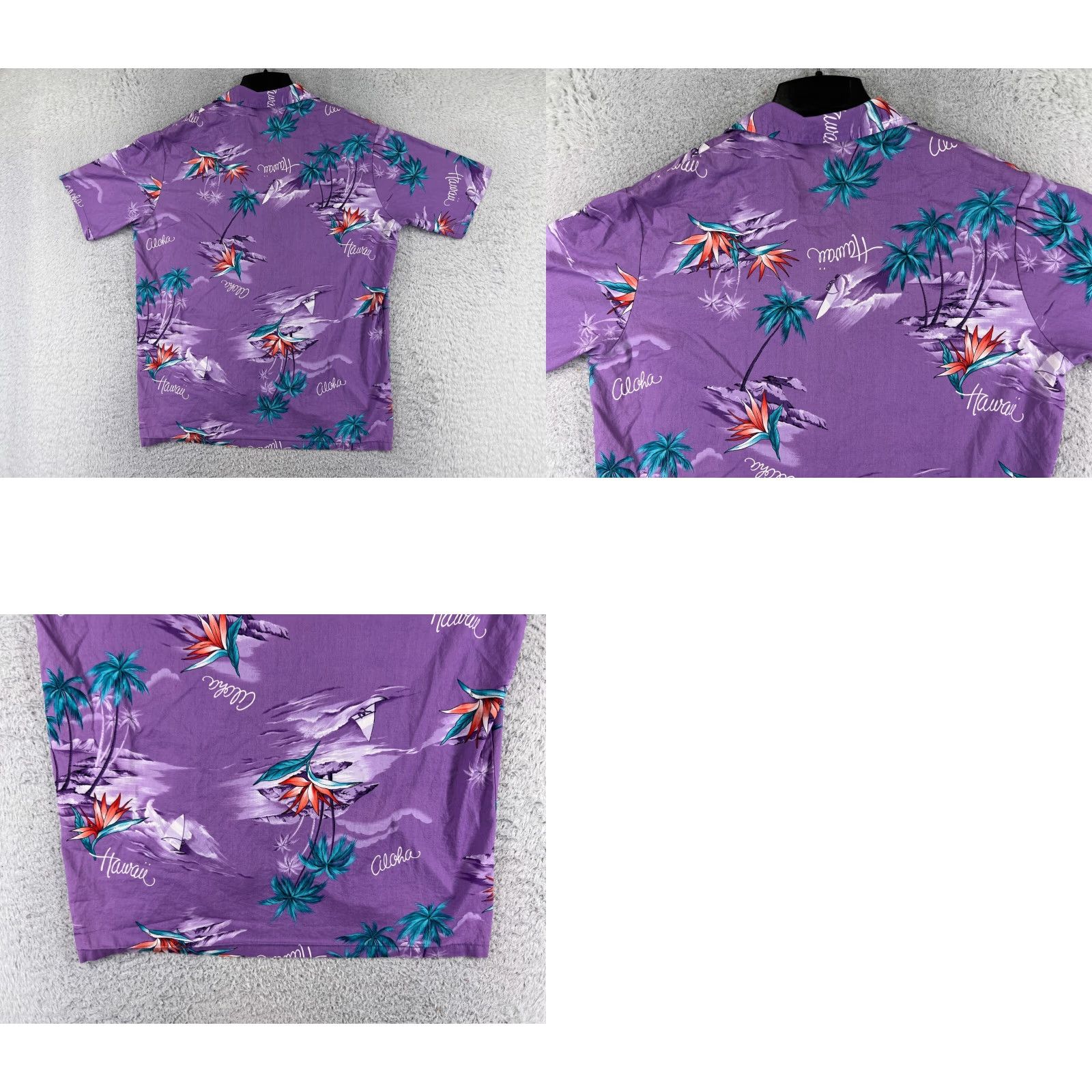 Vintage Pacific Local Button-Up Shirt Adult Large Purple Palm Bird Paradise Hawaiian Size US L / EU 52-54 / 3 - 9 Thumbnail