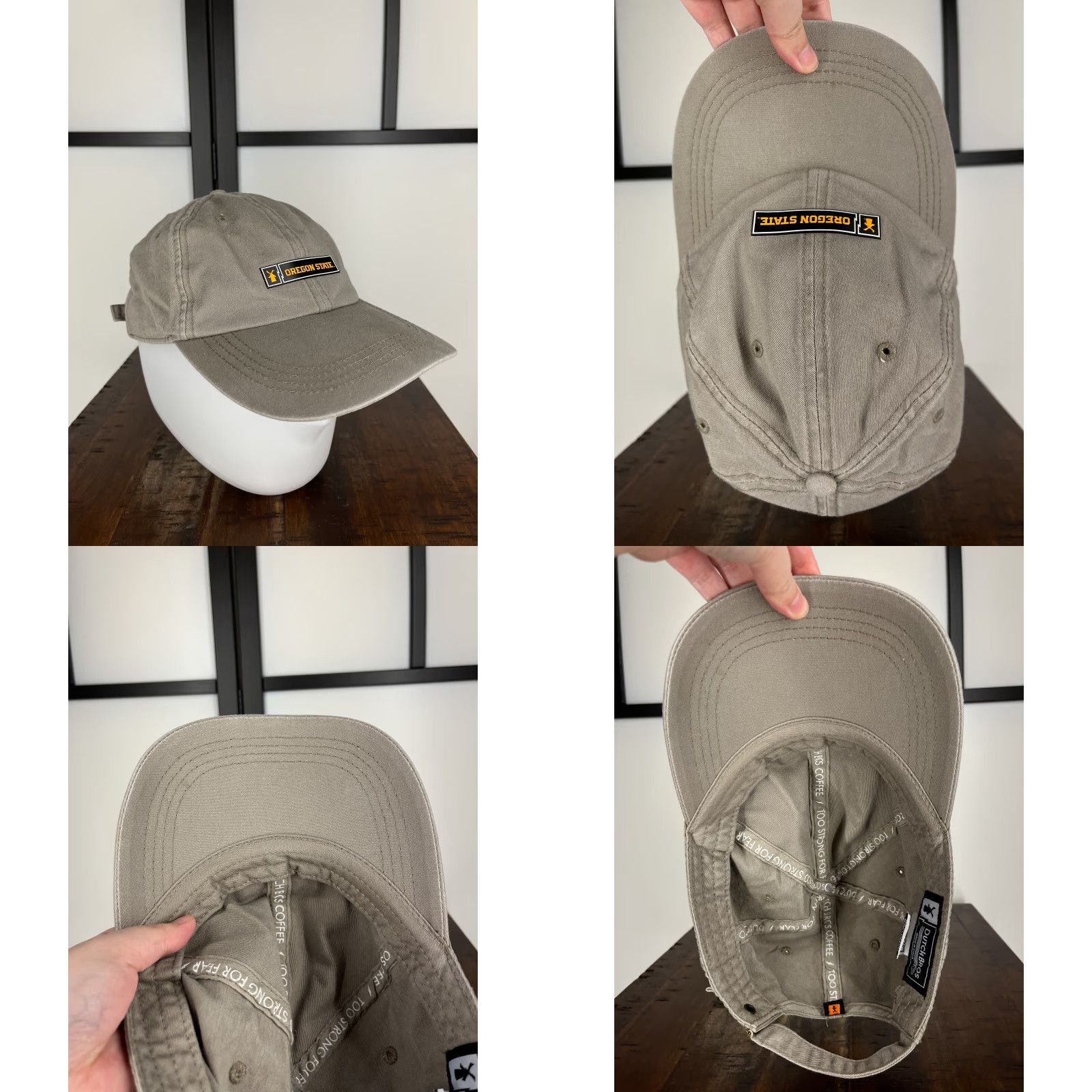 Vintage Oregon State Hat Cap Strap Back Adult One Size Gray Beige 100% Cotton Dutch Bros Baseball Cap Twill Adjustable Lightweight Men Outdoor Casual Travel" Size ONE SIZE - 8 Thumbnail