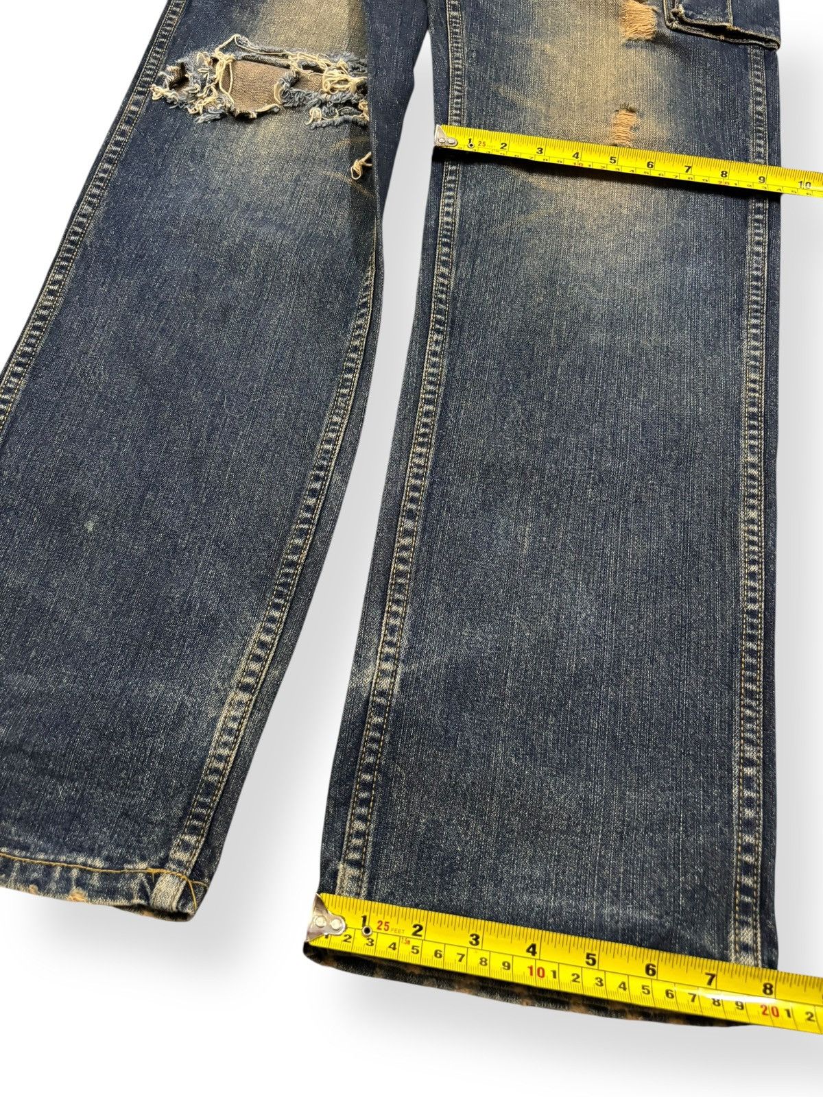 POST ARCHIVE FACTION (PAF) Vintage Japanese Brand Mud Wash Distressed Cargo Jeans Size US 32 / EU 48 - 15 Thumbnail
