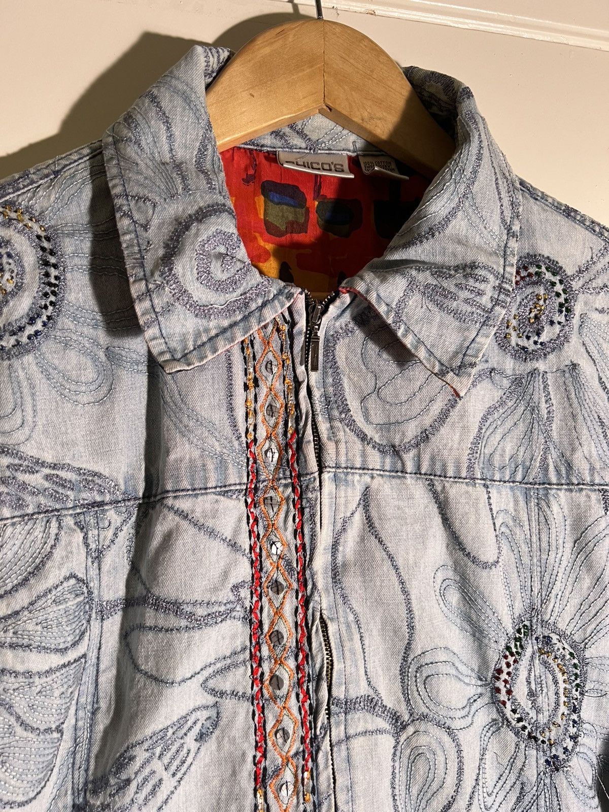 Vintage Y2K 2000’s Vintage Chico’s Floral Denim Retro Indie Jacket Size S / US 4 / IT 40 - 8 Thumbnail