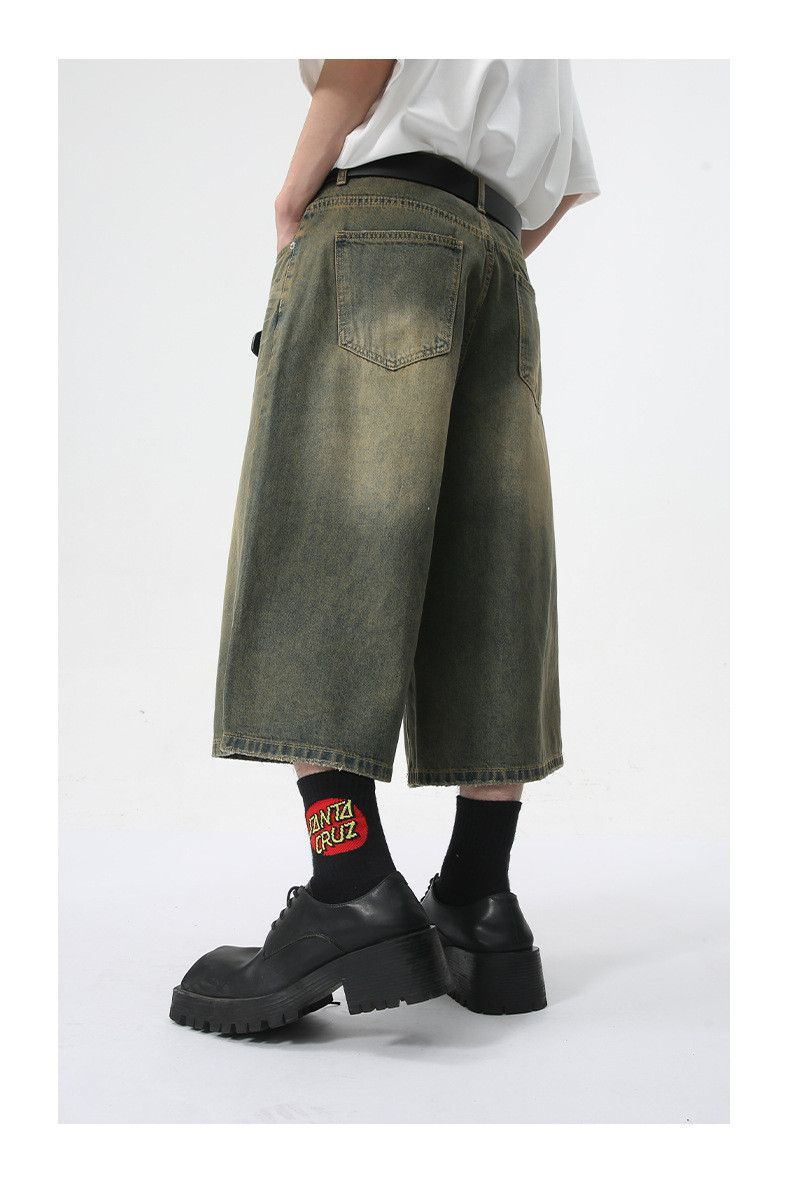 Japanese Brand × Jean Vintage straight wide-leg distressed denim shorts Size US 32 / EU 48 - 5 Thumbnail