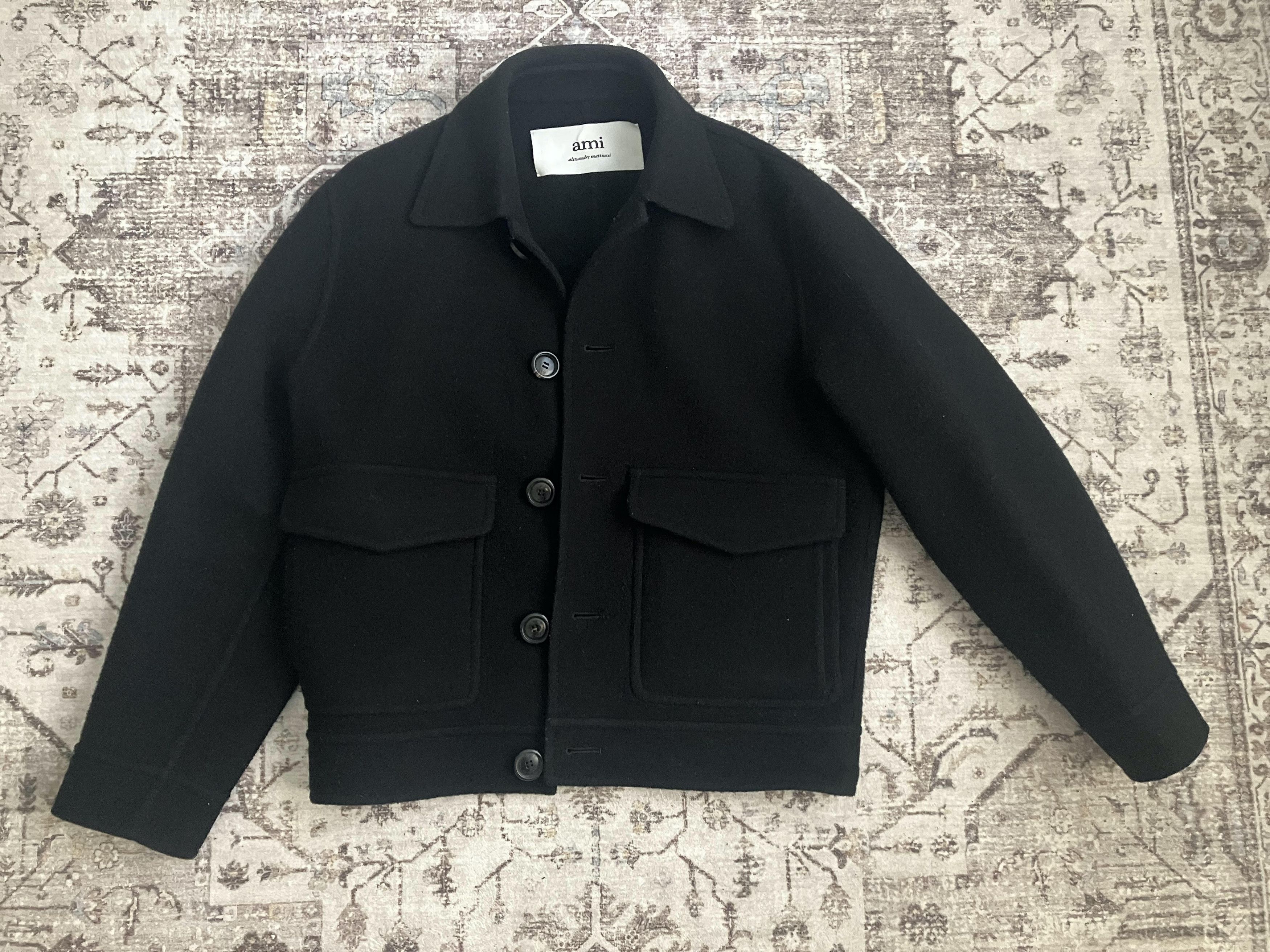 Pre-owned Ami Alexandre Mattiussi Paris Boxy Wool Jacket In Black