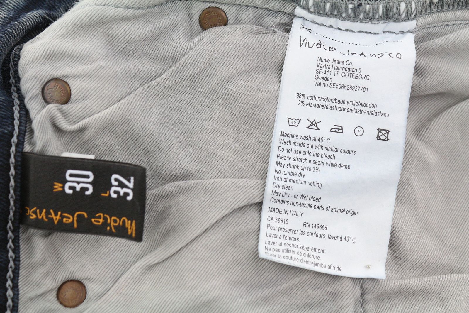 Nudie Jeans SKINNY LIN PATCHES W30/L32 Grey Washed Denim Jeans 86090 Size US 30 / EU 46 - 7 Thumbnail
