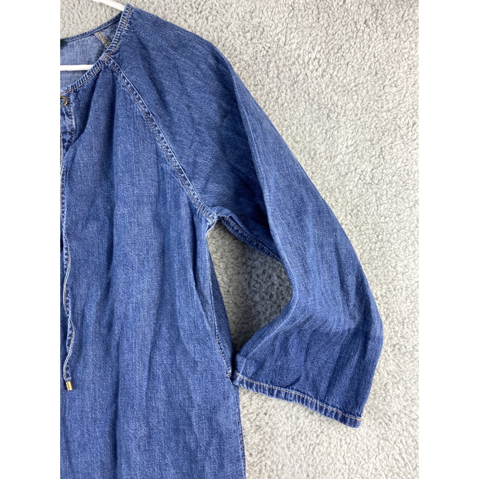 Ralph Lauren Lauren Ralph Lauren Women's Shift Dress M Denim Dark Wash Casual V-Neck 90s Style Size 32" / US 10 / IT 46 - 3 Thumbnail