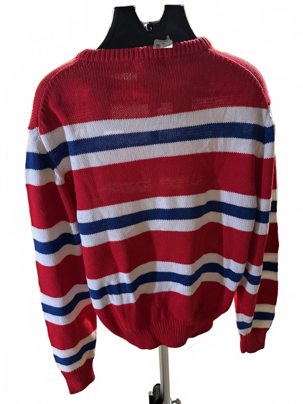 Packer Shoes Vintage Parker Cotton Sweater R/W/B 80s Preppy Nautical Size US L / EU 52-54 / 3 - 2 Thumbnail