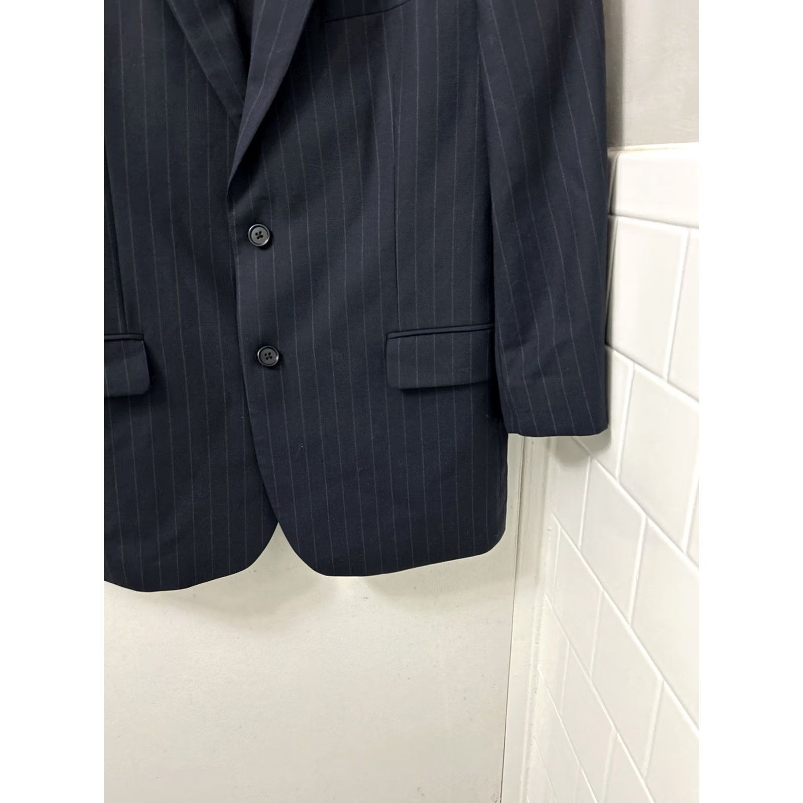 Brooks Brothers Brooks Brothers 346 Blazer Mens 42S Navy Pinstripe 97% Wool Stretch Jacket Size 42R - 5 Thumbnail