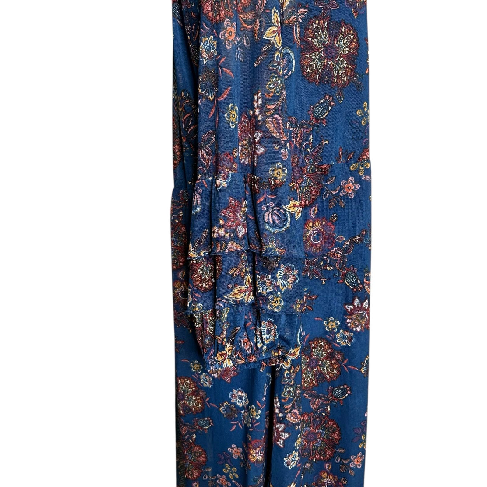Anthropologie Fig & Flower Blue floral long sleeves midi dress size XL Size XL / US 12-14 / IT 48-50 - 9 Thumbnail
