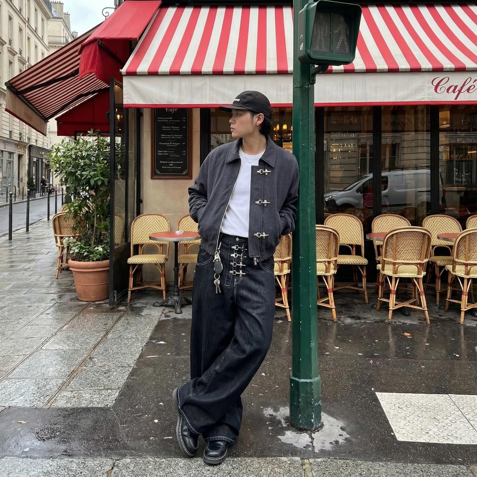 Japanese Brand Clasp Closure Fly Wide Denim Jeans Size US 30 / EU 46 - 3 Thumbnail
