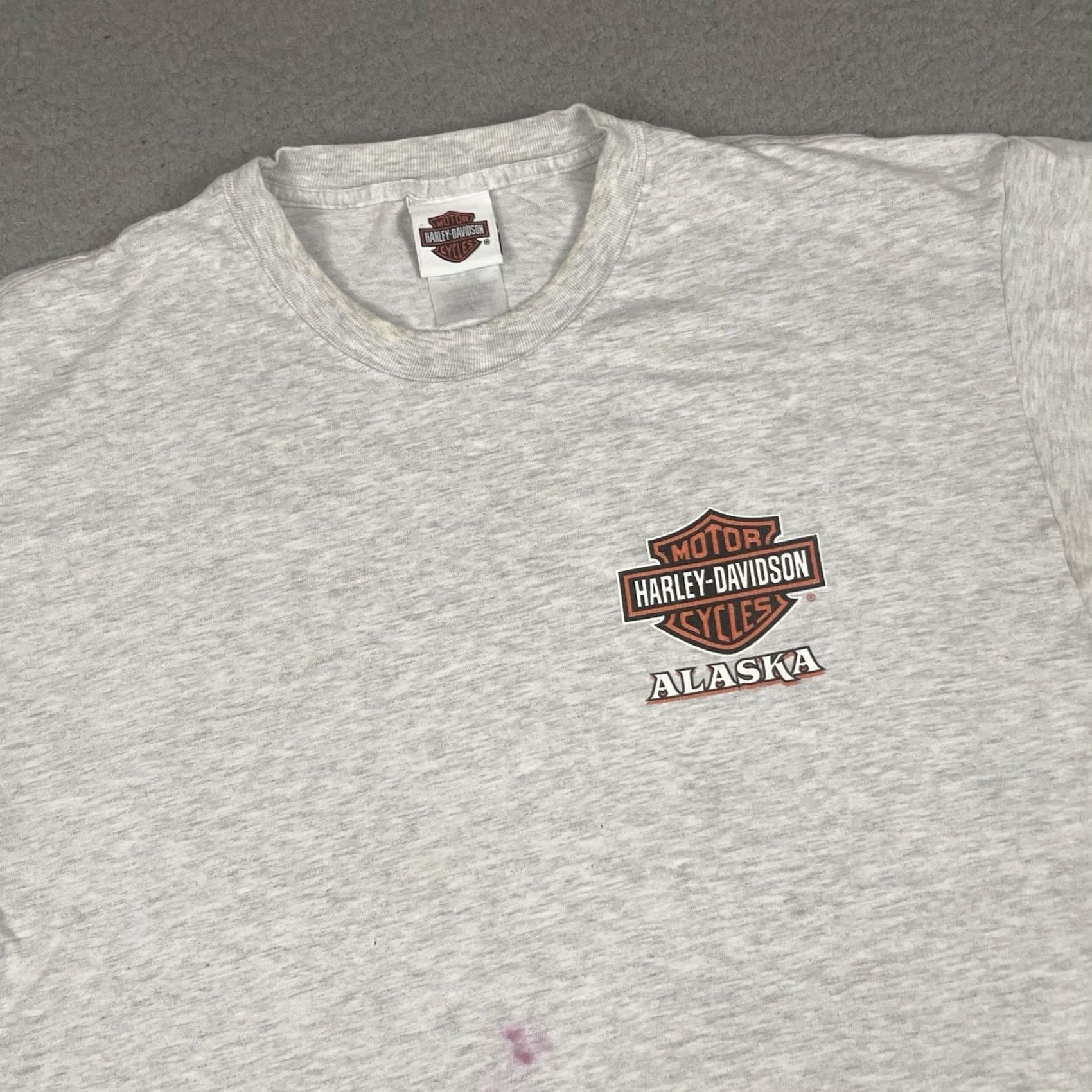 Harley Davidson VINTAGE Harley-Davidson T Shirt Adult L Gray Alaska Fairbanks Motorcycle Vtg Mens Short Sleeve T-Shirt Size US L / EU 52-54 / 3 - 6 Thumbnail