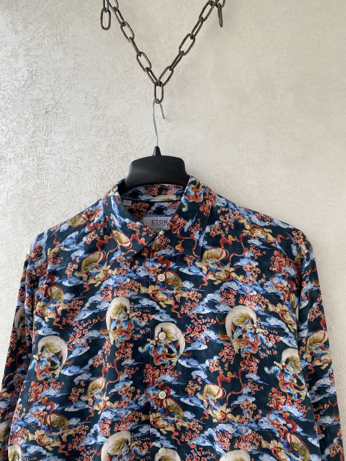 Eton Eton Mens AOP Gin Japanese Style Signature Twill Shirt Size US L / EU 52-54 / 3 - 4 Thumbnail