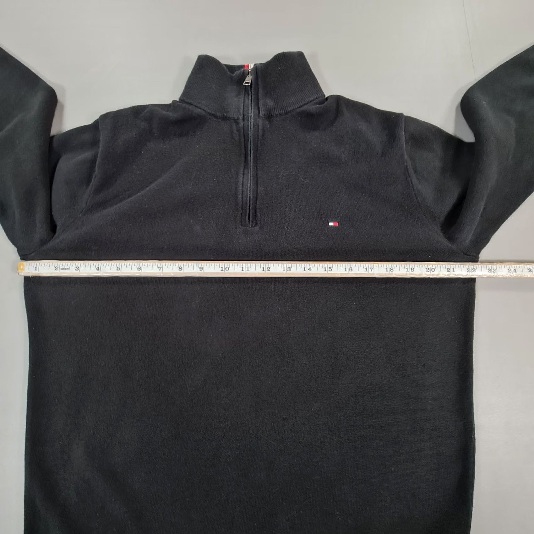 Tommy Hilfiger Tommy Hilfiger Mens Jumper Black L Zip Neck 1/4 Zip Knit Cotton Cashmere Henley Size US L / EU 52-54 / 3 - 6 Thumbnail