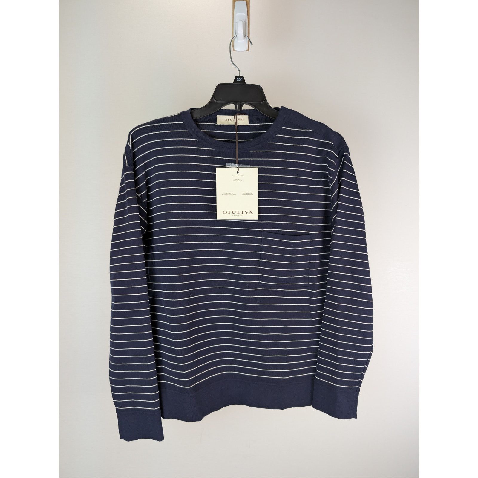 Other o1rshd1 CC20 Giuliva Round Collar Striped Sweater Blue/White Size US M / EU 48-50 / 2 - 2 Thumbnail