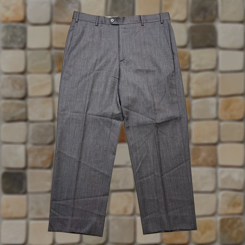 Zanella Zanella Wool Trousers Flat Front Herringbone Size 36 Todd - Gray Dress Pants Size US 36 / EU 52 - 1 Thumbnail
