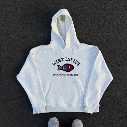VIBE Hip Hop Street Fish Print Loose XL Hooded Sweatshirt Size US M / EU 48-50 / 2 - 3 Thumbnail
