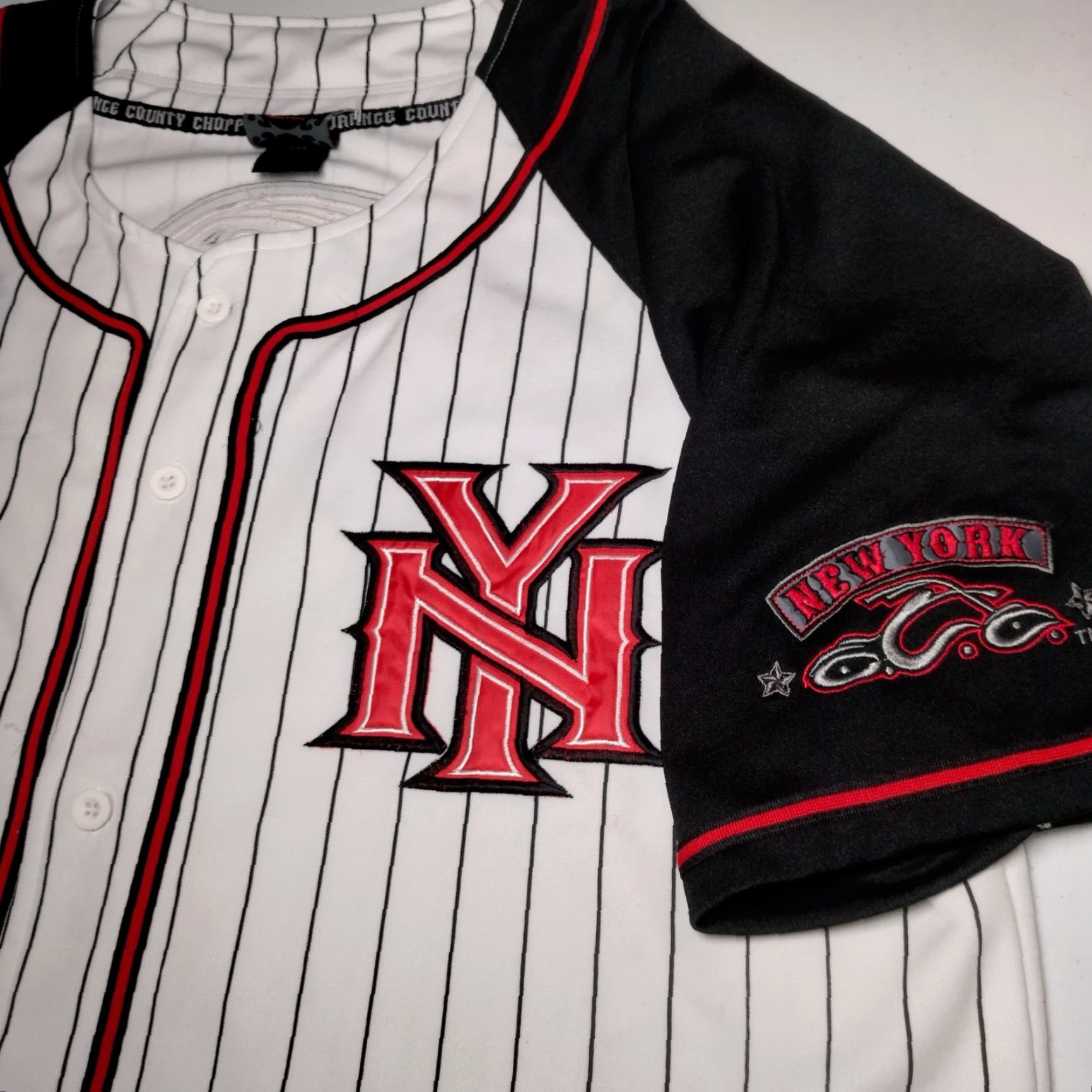 Vintage VINTAGE Orange County Choppers New York Shirt XL Baseball Jersey Motorcycle Pinstripe Size US XL / EU 56 / 4 - 4 Thumbnail