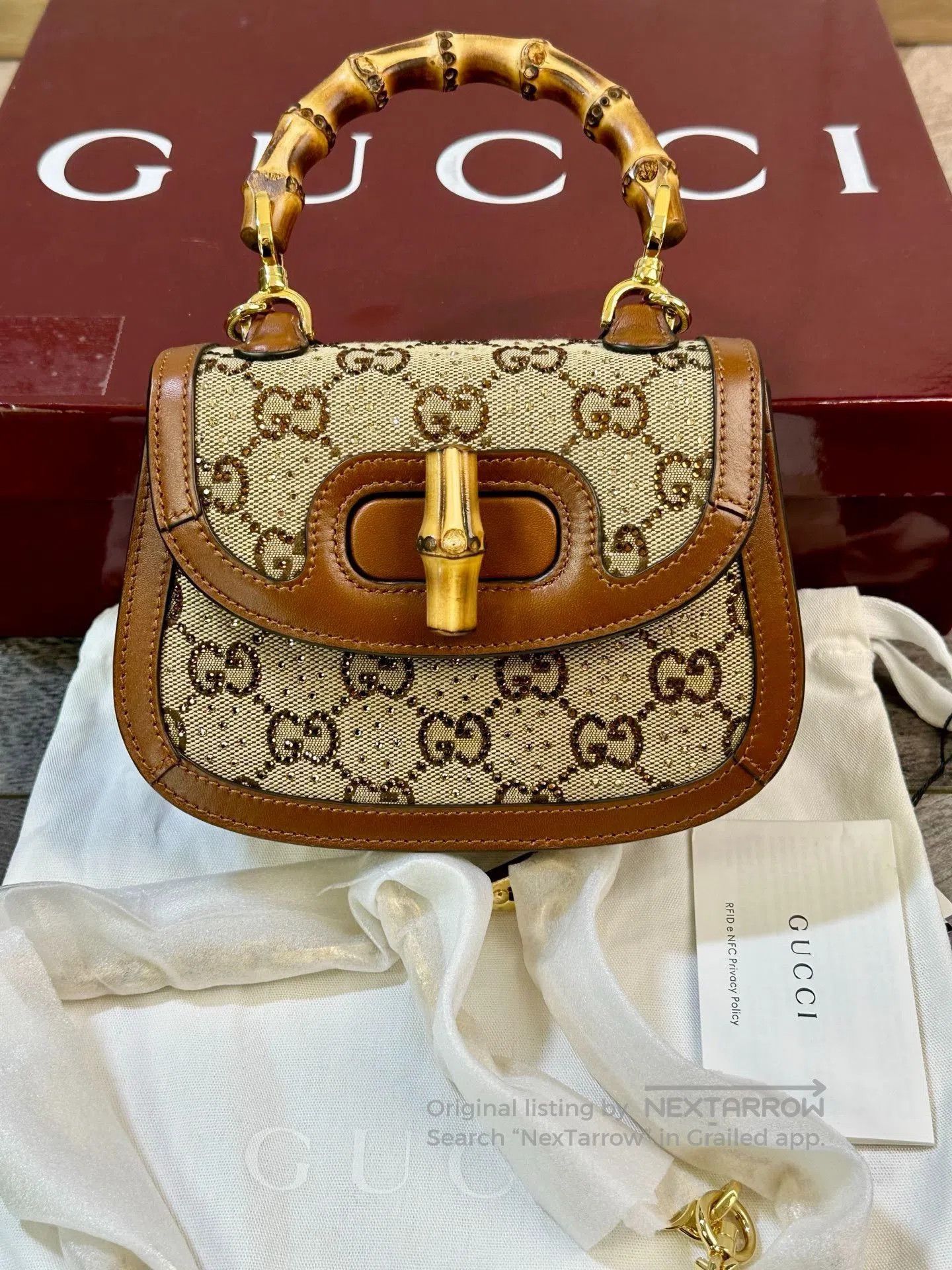 Gucci Gucci 1947 Monogram Crystal Bamboo Bag. Size ONE SIZE - 1 Thumbnail