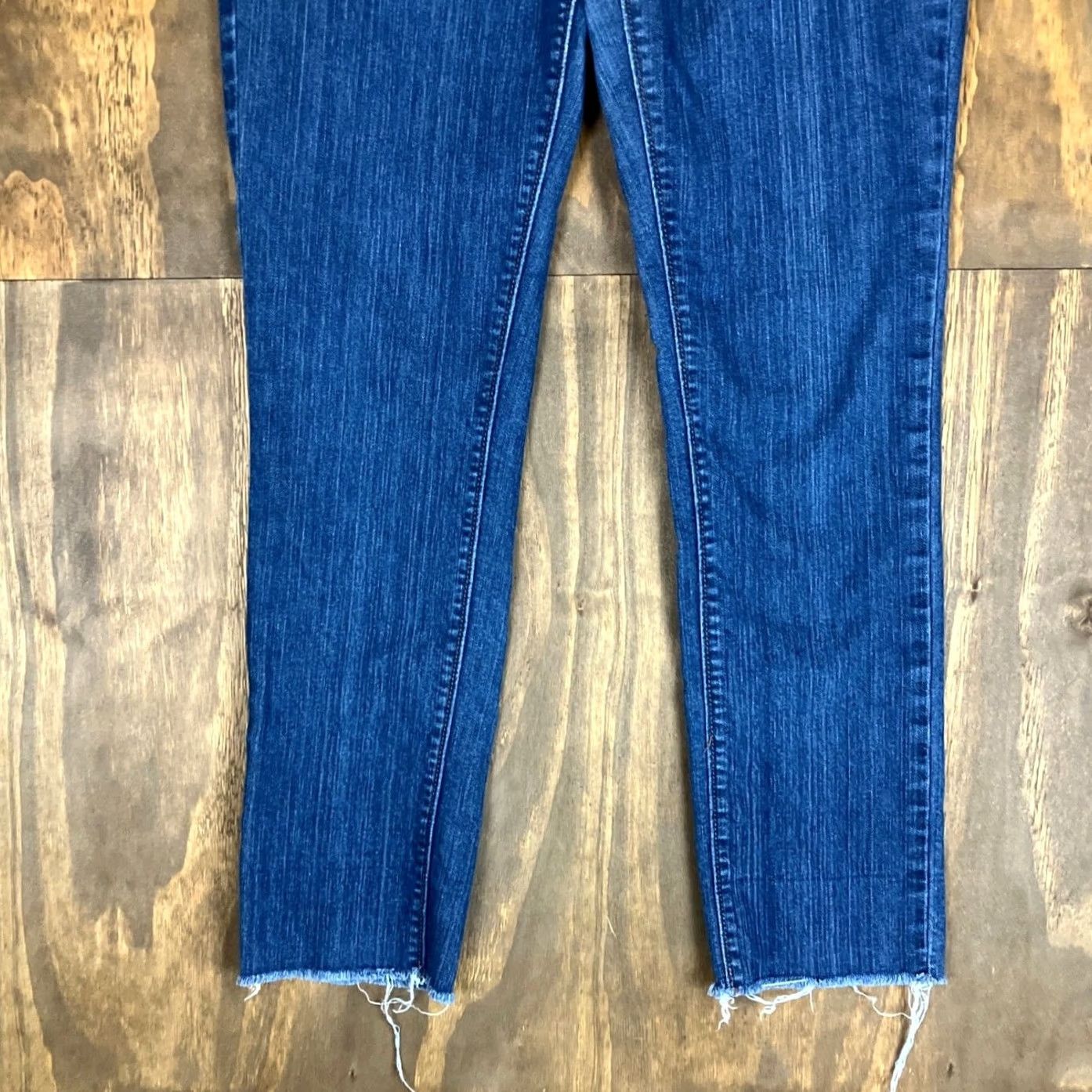 Loft VINTAGE LOFT Womens Jeans Blue Petite Original Straight Leg Mid Rise Raw Hems Stretch 8P Size 30" / US 8 / IT 44 - 3 Thumbnail