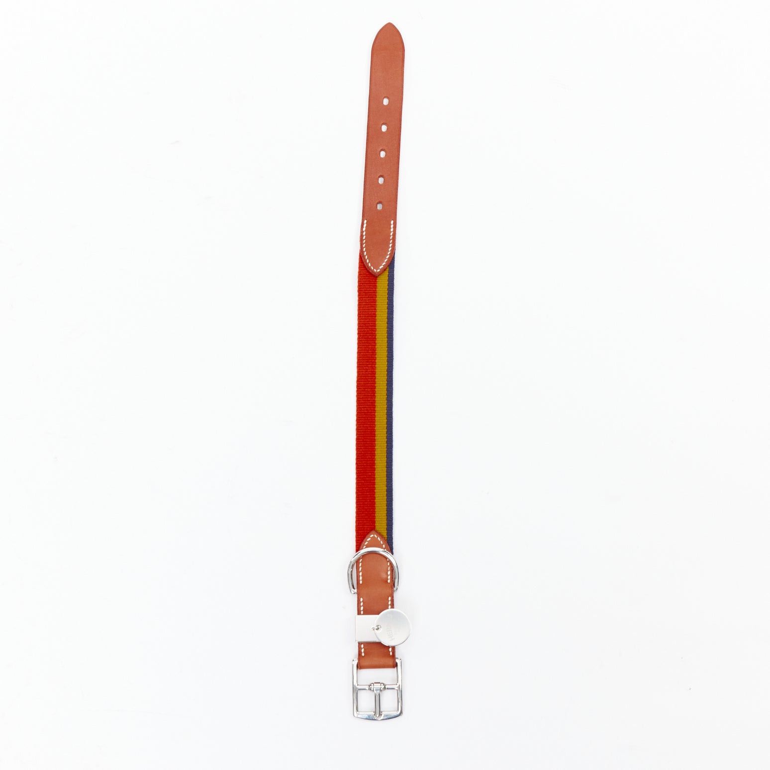 Hermes HERMES Rocabar III Dog Collar brown leather PHW logo rainbow Size ONE SIZE - 1 Thumbnail
