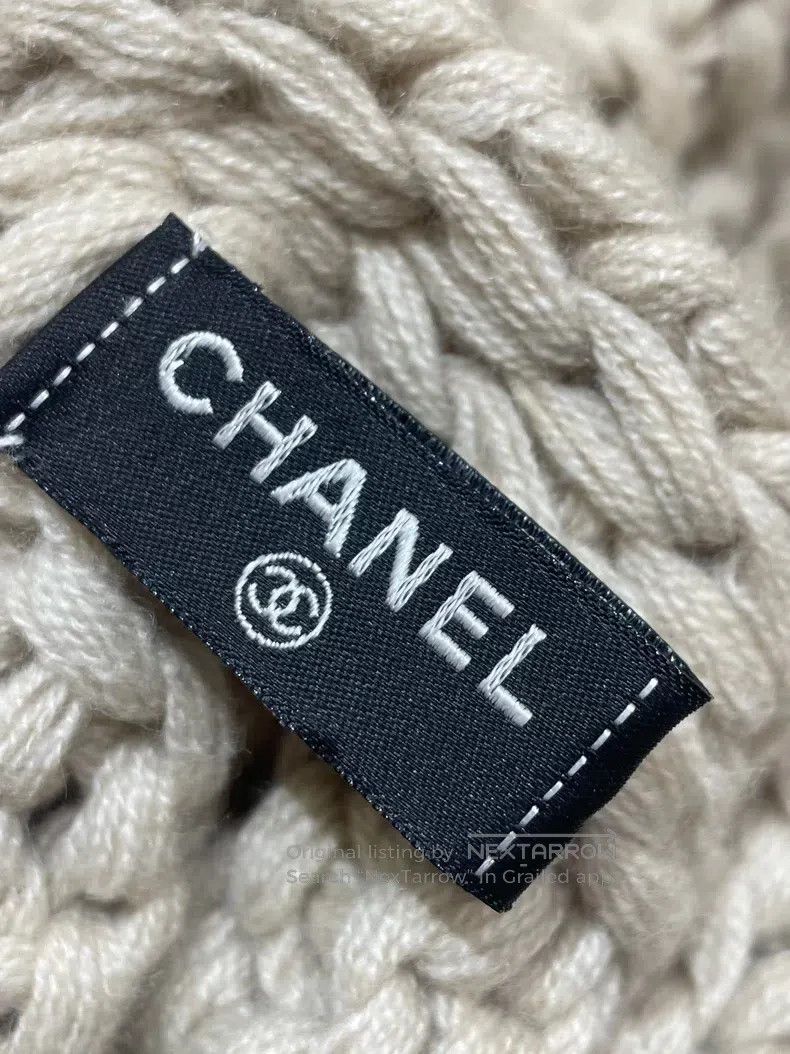 Chanel Chanel Beige thick knitted letter logo scarf Size ONE SIZE - 5 Thumbnail