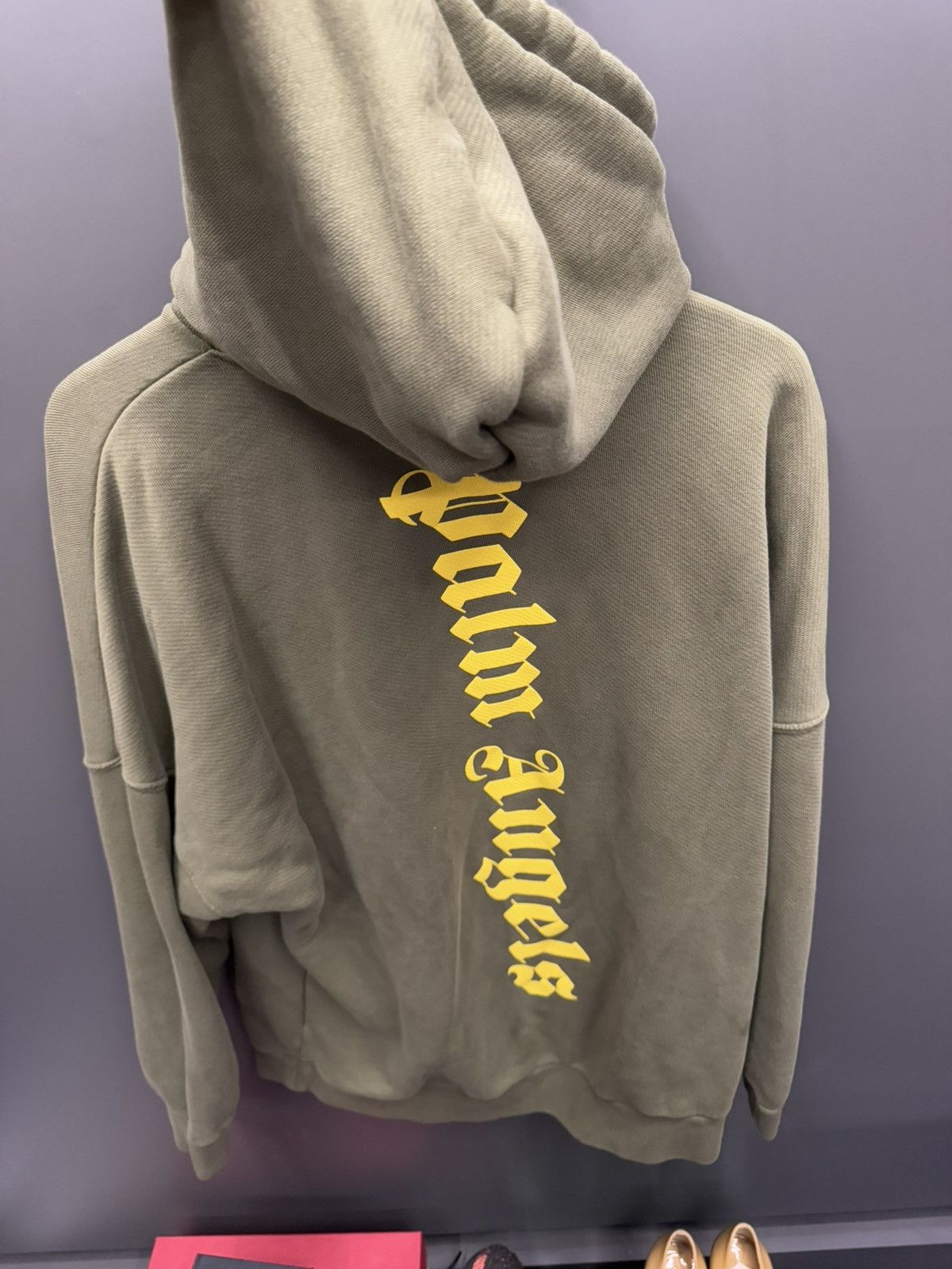 Palm Angels Palm Angels Vertical Logo Hoodie Olive Green / Yellow Size US M / EU 48-50 / 2 - 2 Thumbnail
