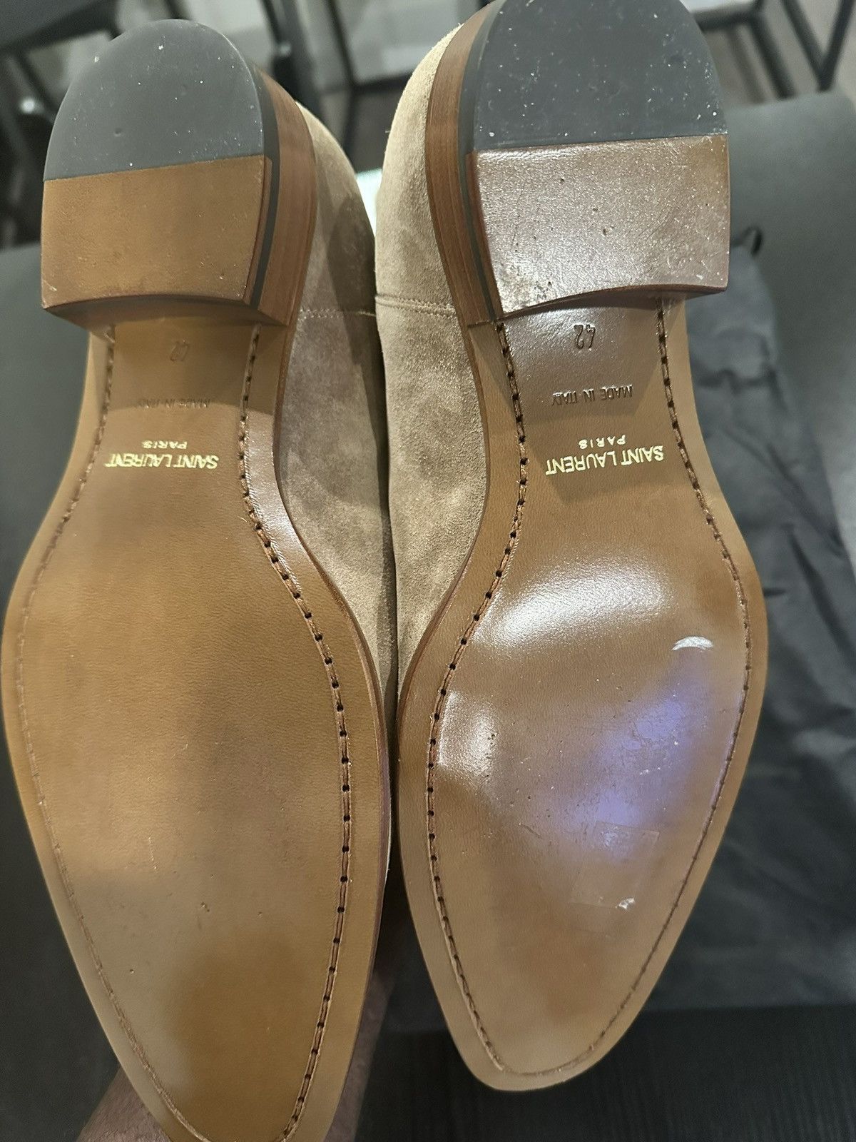 Yves Saint Laurent Wyatt Chelsea Boots Suede Tobacco Size US 9 / EU 42 - 4 Thumbnail