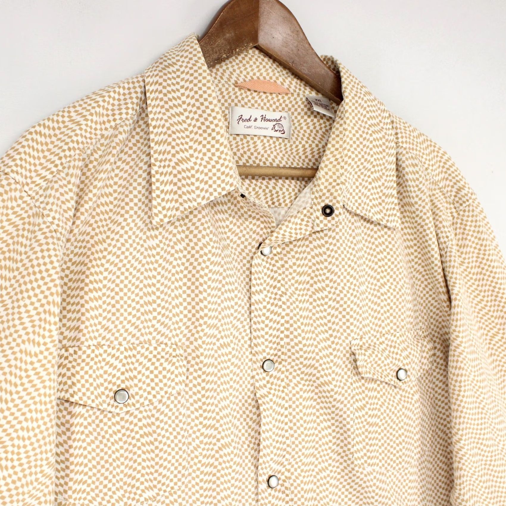 FRED Fred And Howard Shirt Mens XXL Tan Geometric Long Sleeve Pearl Snap Western Size US XXL / EU 58 / 5 - 3 Thumbnail