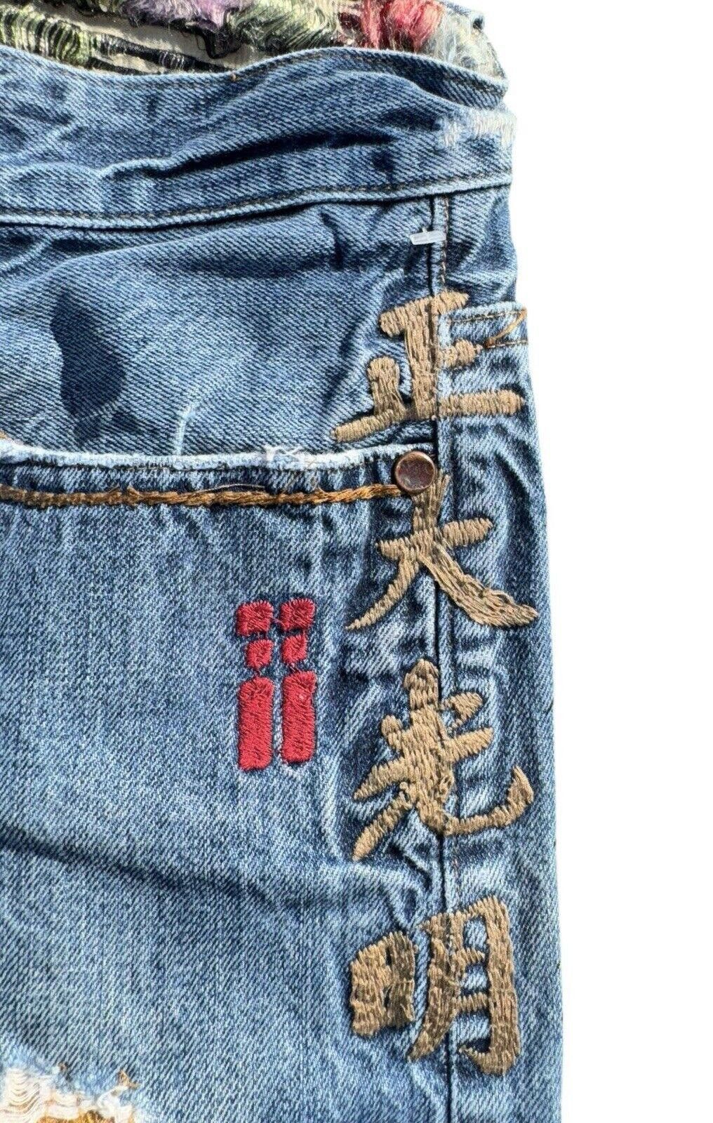 Designer Vintage China 90s Distressed Repaired Selvedge Jeans 32 Size US 32 / EU 48 - 6 Thumbnail