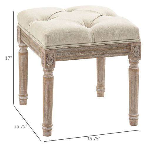 Designer × Homemade HOMCOM 16" Vintage Ottoman, Tufted Foot Stool with Upholster Size US L / EU 52-54 / 3 - 4 Thumbnail