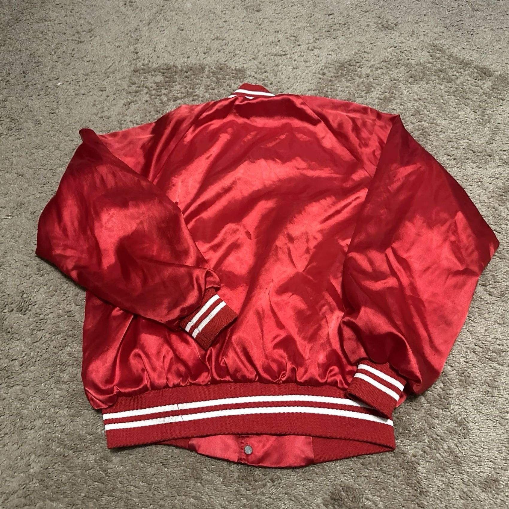 Vintage VINTAGE Jacket Mens Large Satin Red White Union Varsity 70s Made in Usa Size US L / EU 52-54 / 3 - 6 Thumbnail