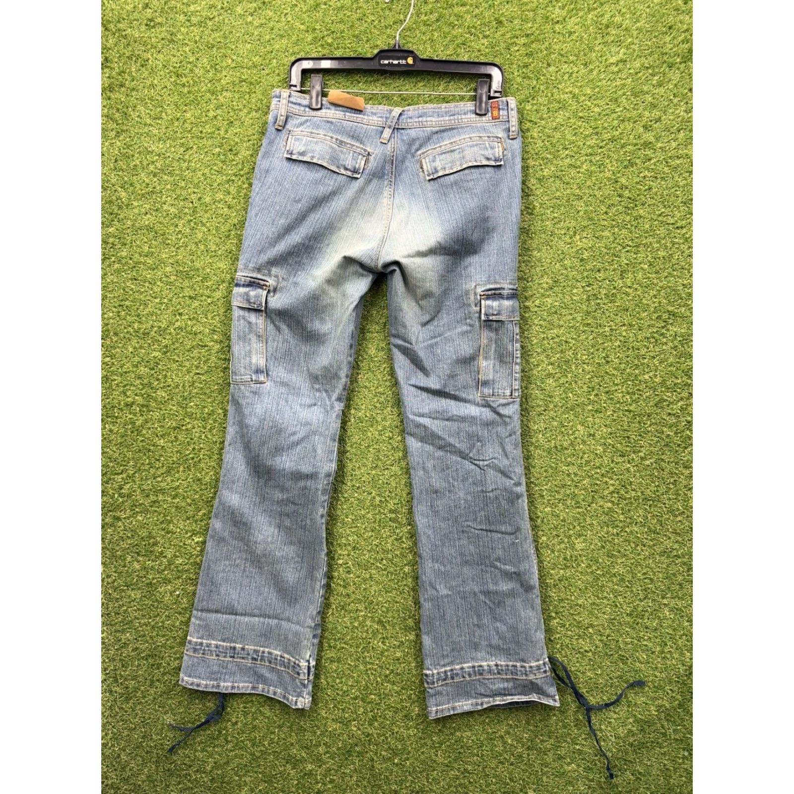 Vintage Y2K Bongo Denim Pants 11 Mid Rise Stretch Distressed 90s Cargo Womens Size 32" / US 10 / IT 46 - 2 Thumbnail