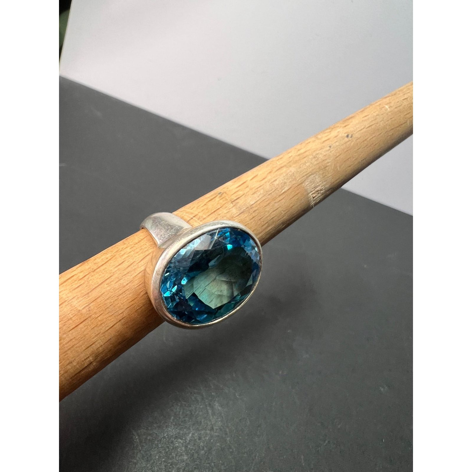 Other NEW Blue topaz sterling silver ring size 7.5 / 12.43 grams Size ONE SIZE - 9 Thumbnail