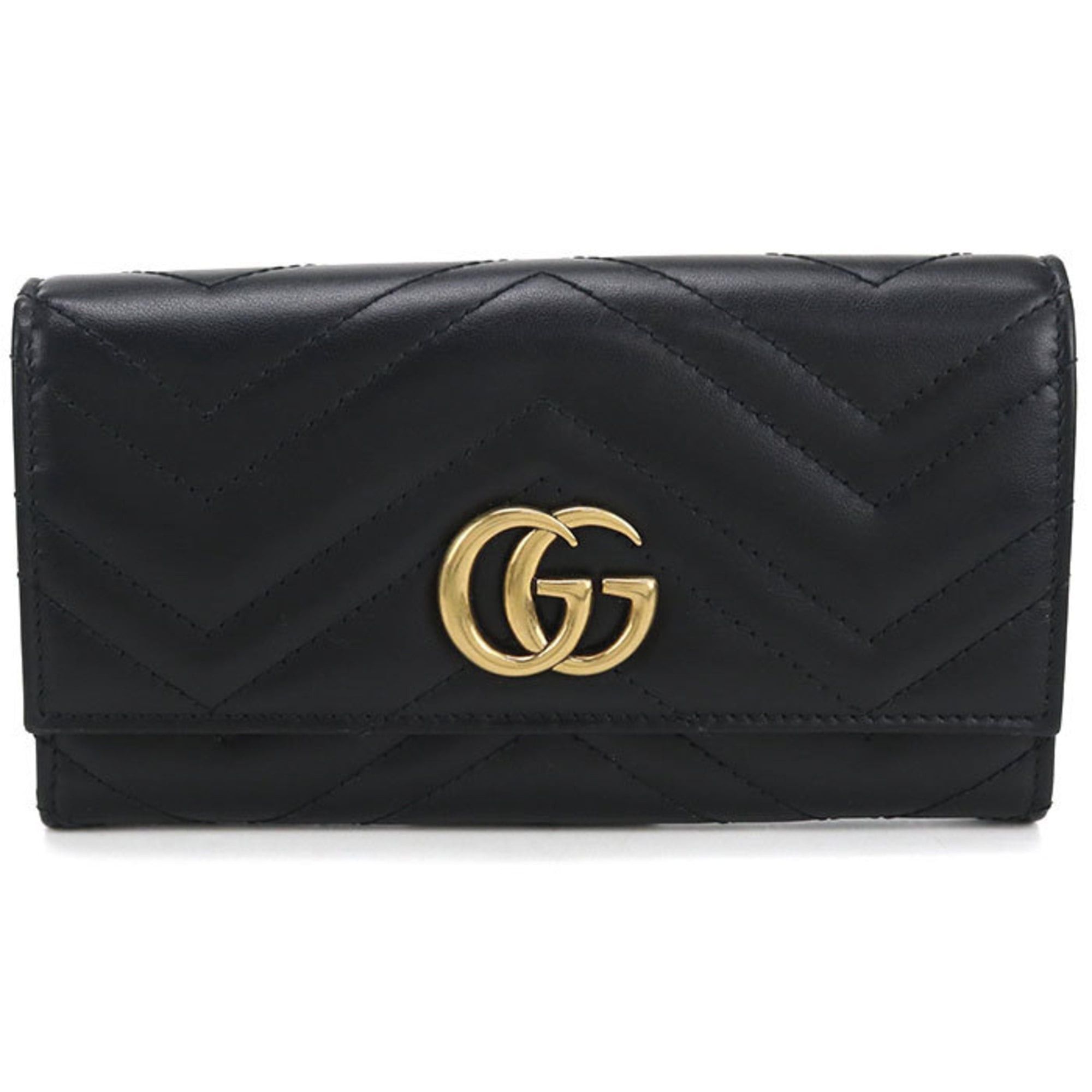 Gucci GUCCI Continental Wallet with Double G, Black, 443436, Women's Size ONE SIZE - 1 Thumbnail