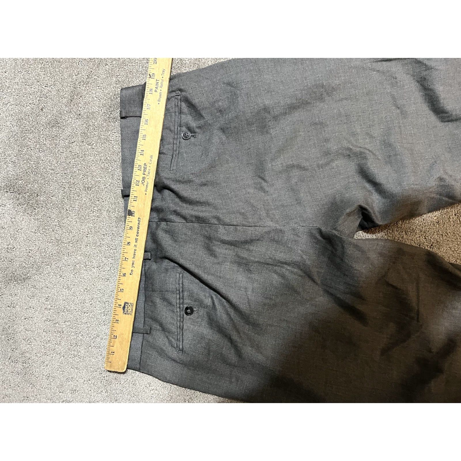 Calvin Klein Calvin Klein Pants Dress Pants Gray Solid Flat Front Mens 38x31 Polyester Blend Front Zip Straight Leg Pants Mens Size US 38 / EU 54 - 6 Thumbnail