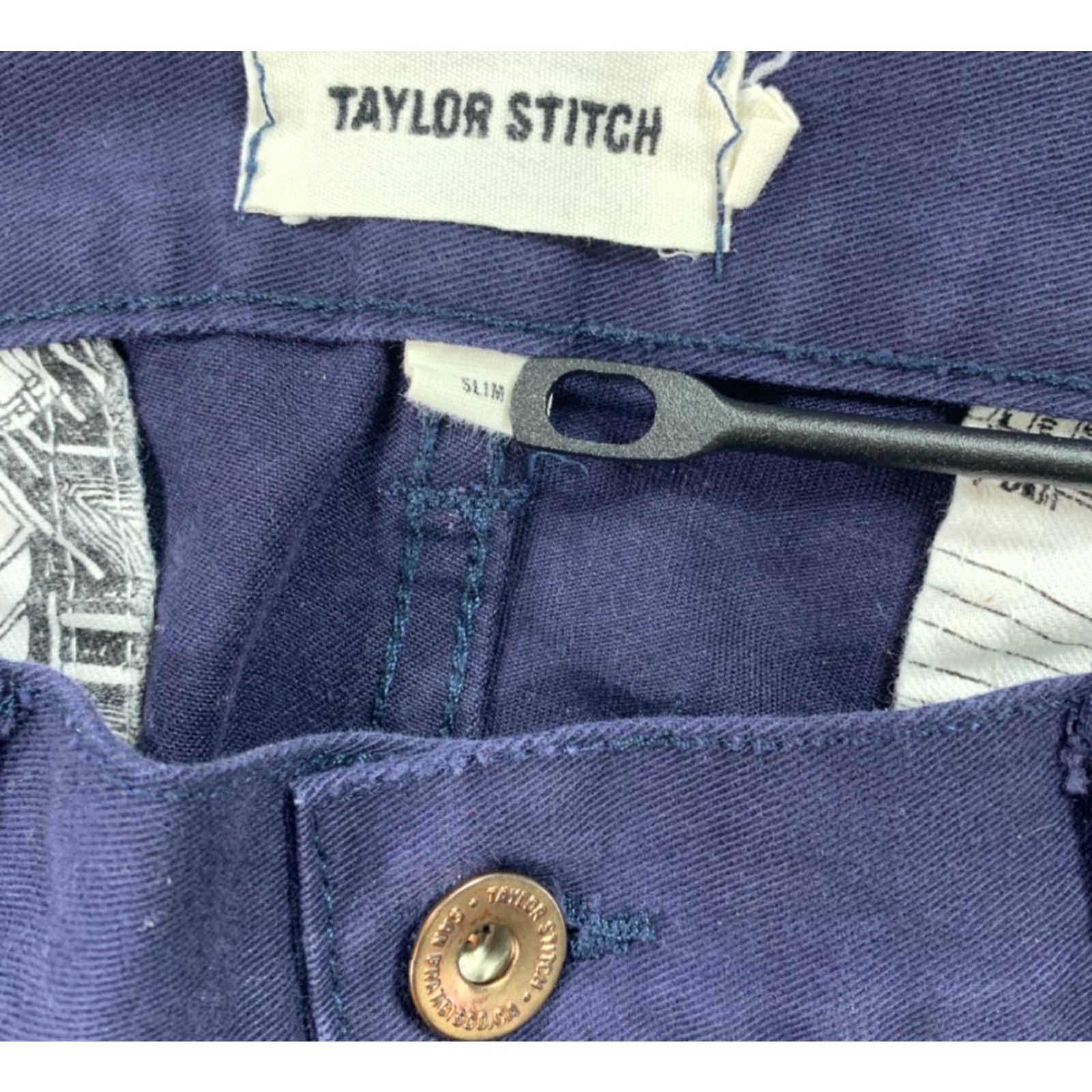 Taylor Stitch The Slim Chino Pants Mens 32x34 Navy 100% Organic Cotton Twill Chino Mens Slim Navy Pants