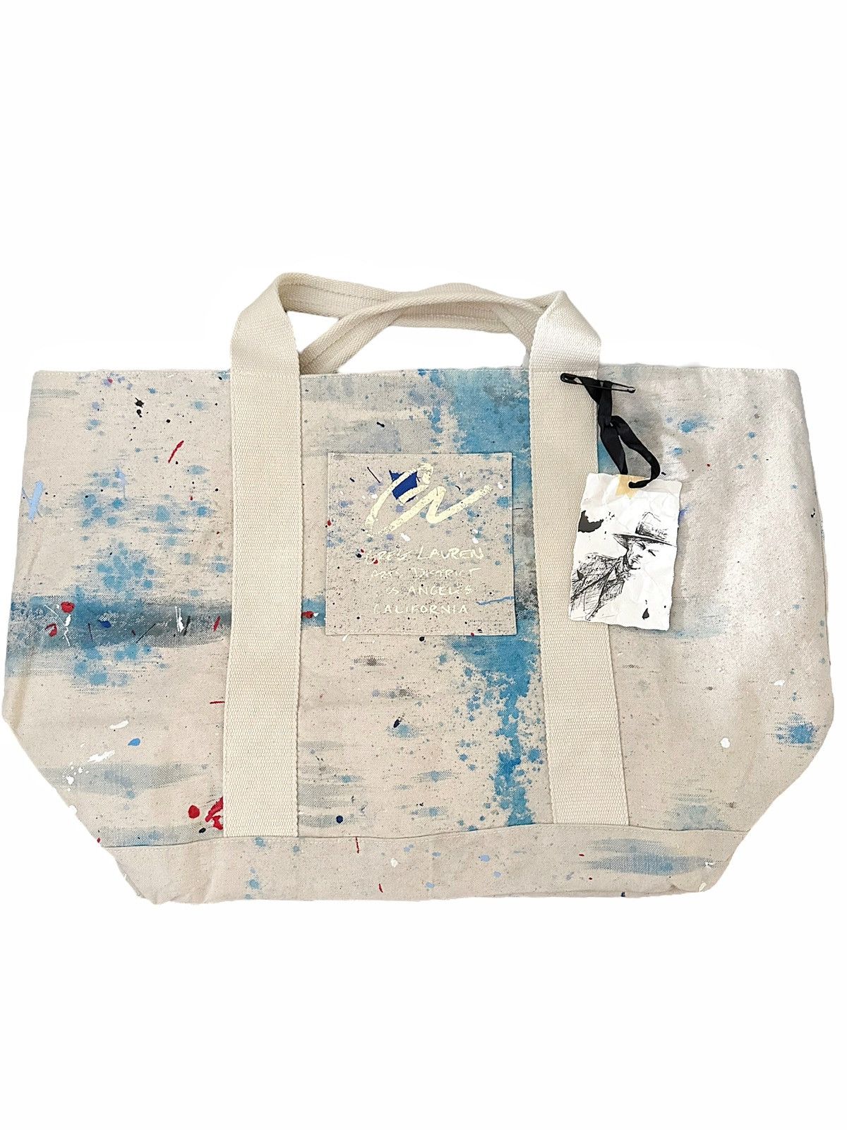 Greg Lauren Paint Splattered Beige Tote Size ONE SIZE - 1 Thumbnail