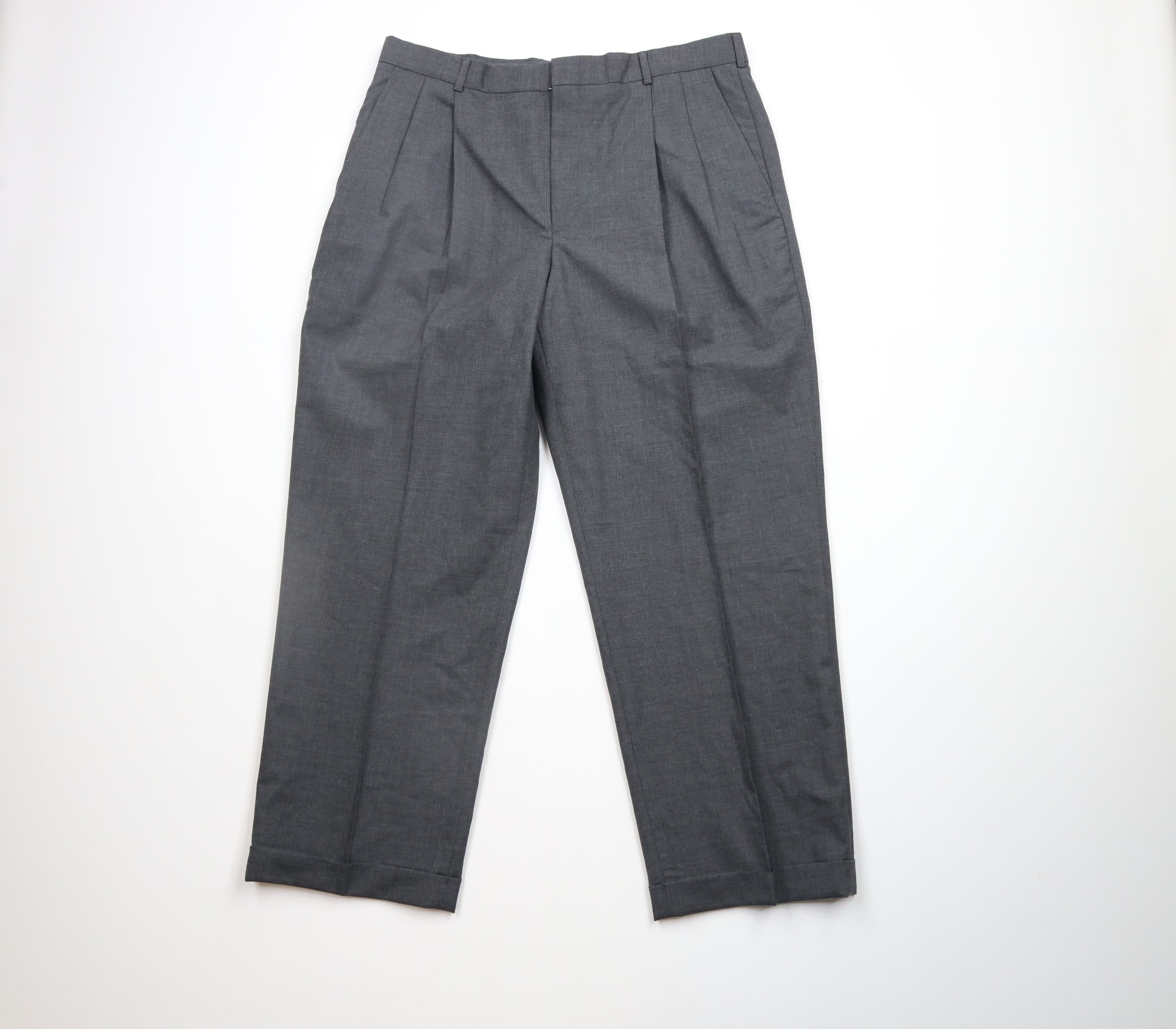 Lands' End × Vintage Deadstock Vintage 90s Lands End Wool Wide Leg Chino Pants Size US 36 / EU 52 - 1 Thumbnail