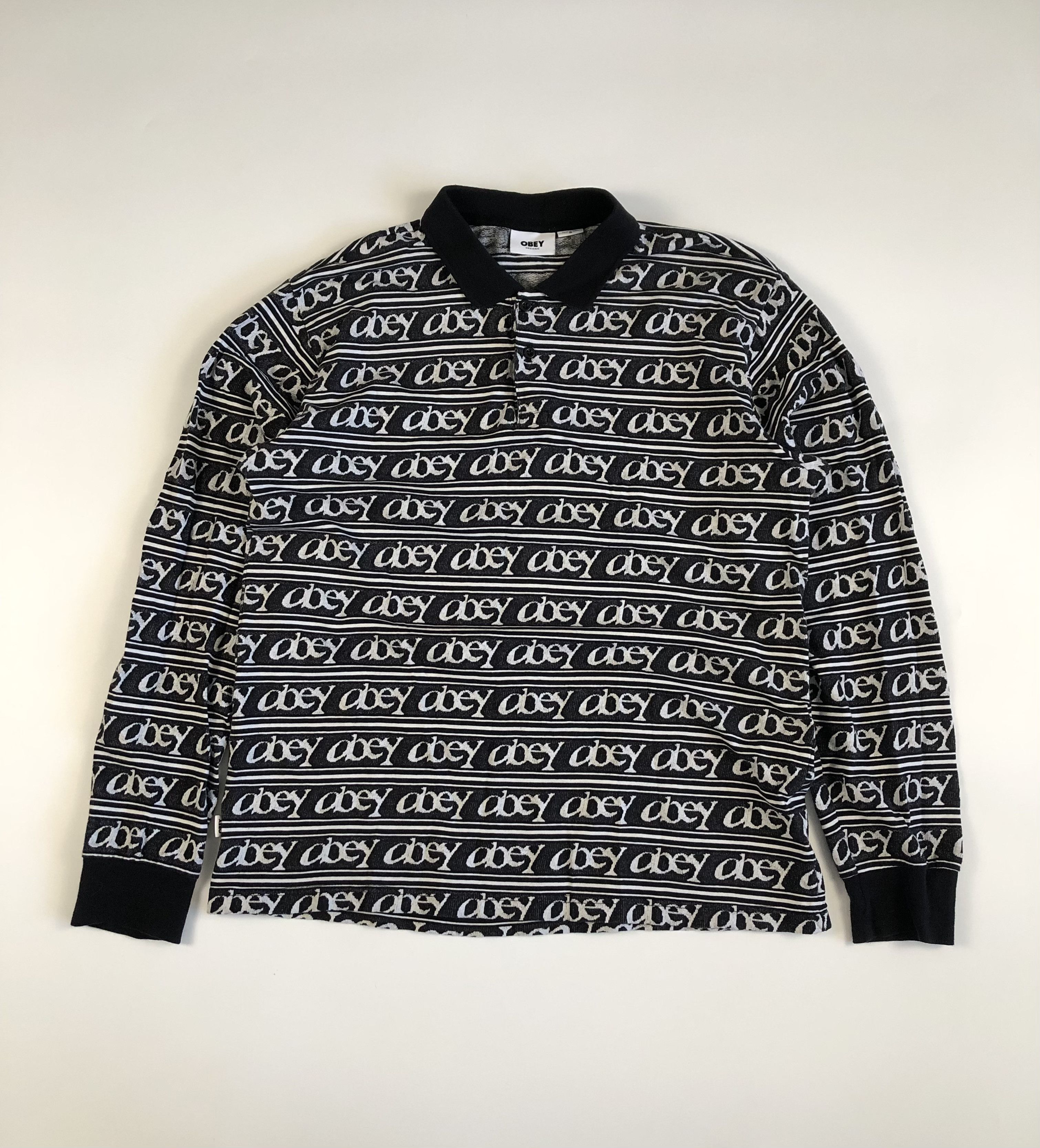 Obey Obey Wegner Jacquard Cotton Long Sleeve Polo Size US M / EU 48-50 / 2 - 1 Thumbnail