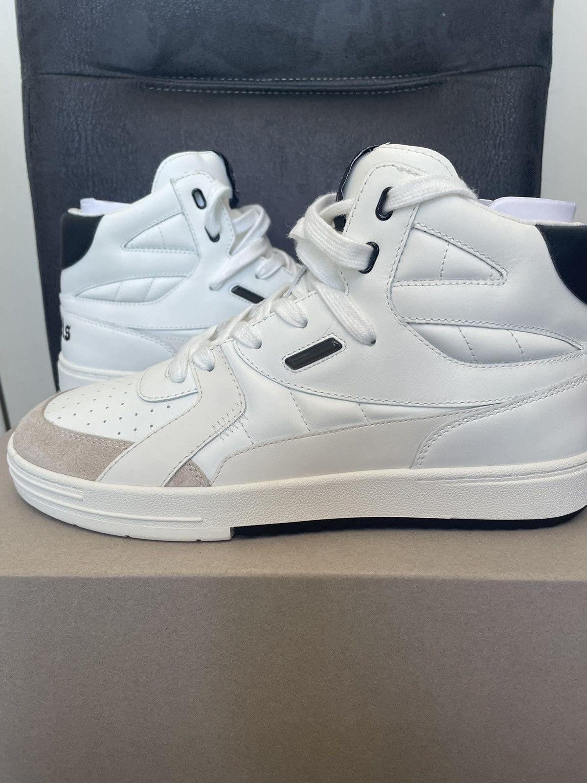 image of Palm Angels Palm Angles High Top Shoes in White, Men's (Size 9.5)