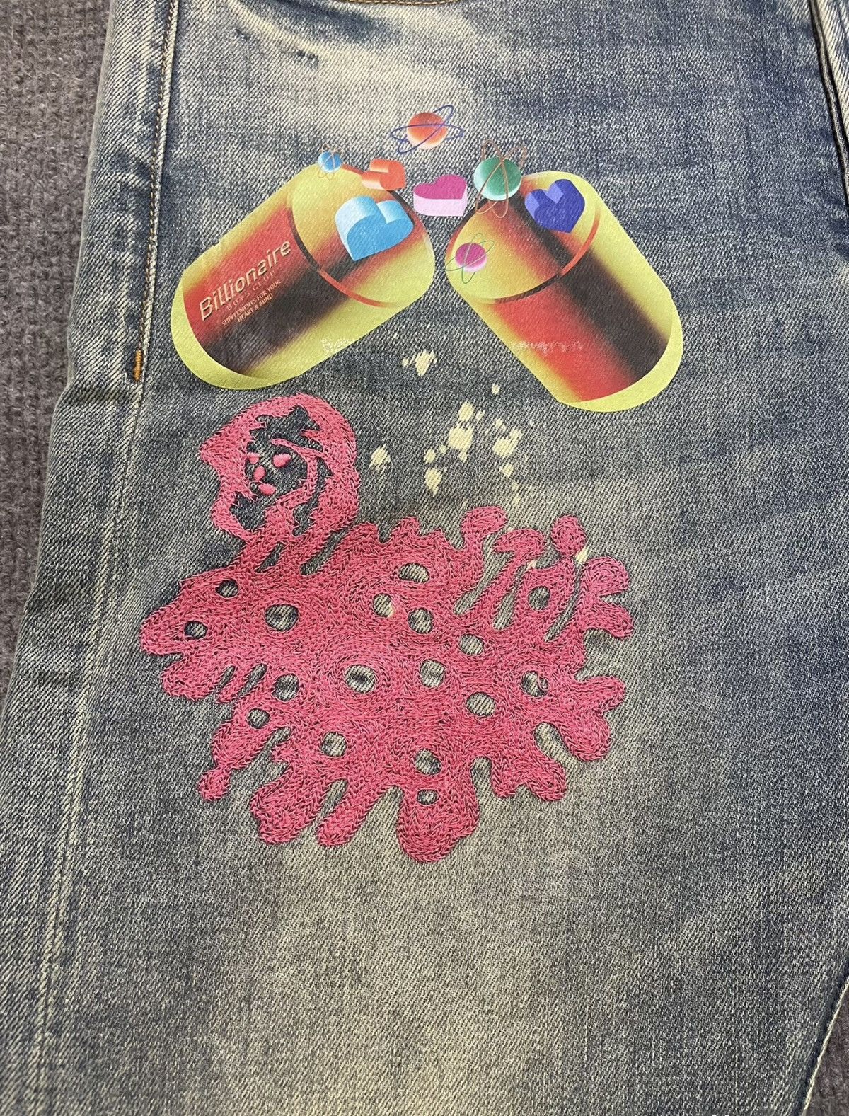 Billionaire Boys Club BBC Distressed Embroidered Slim-Fit Stretch Jeans Size US 34 / EU 50 - 5 Thumbnail