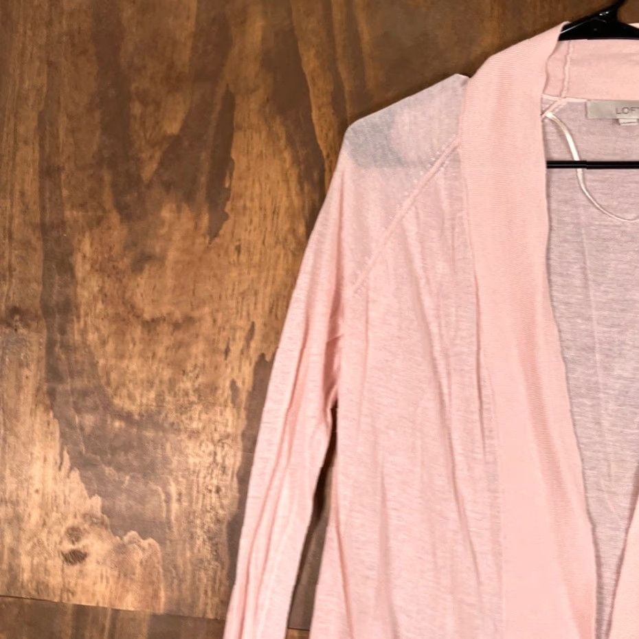 Loft LOFT Cardigan Sweatshirt Women Small Open Front Sheer Long Sleeve Knit Lightweight Casual Workwear Fall Winter Spring Salmon Pink Size S / US 4 / IT 40 - 4 Thumbnail