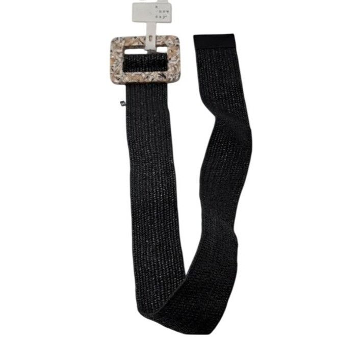 Other Womens Black Stretch Straw Belt With Confetti Resin Buckle - Size ONE SIZE - 4 Thumbnail