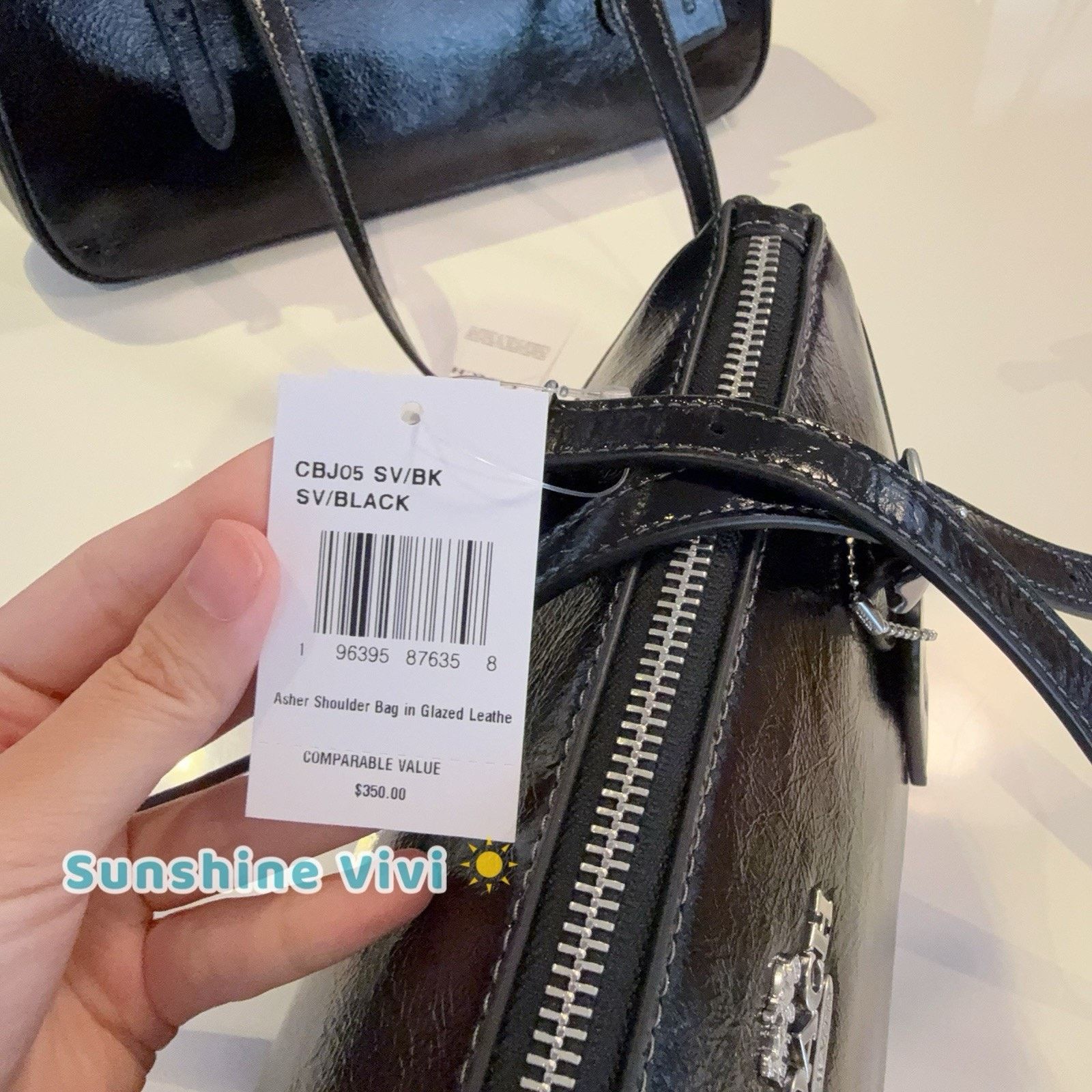 Coach NWT Coach Asher Shoulder Bag CBJ05 Glazed Leathe Black Size ONE SIZE - 3 Thumbnail