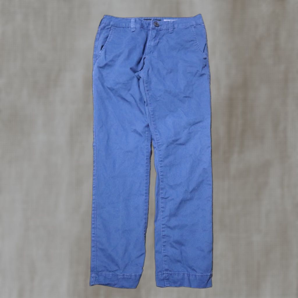 Vintage AeroPostale Pants Women's 28 Blue Chino Slim Straight Cotton Ankle Casual Classic Front Flat Front Pockets Zipper Button Slimming Logo Size 28" / US 6 / IT 42 - 1 Thumbnail