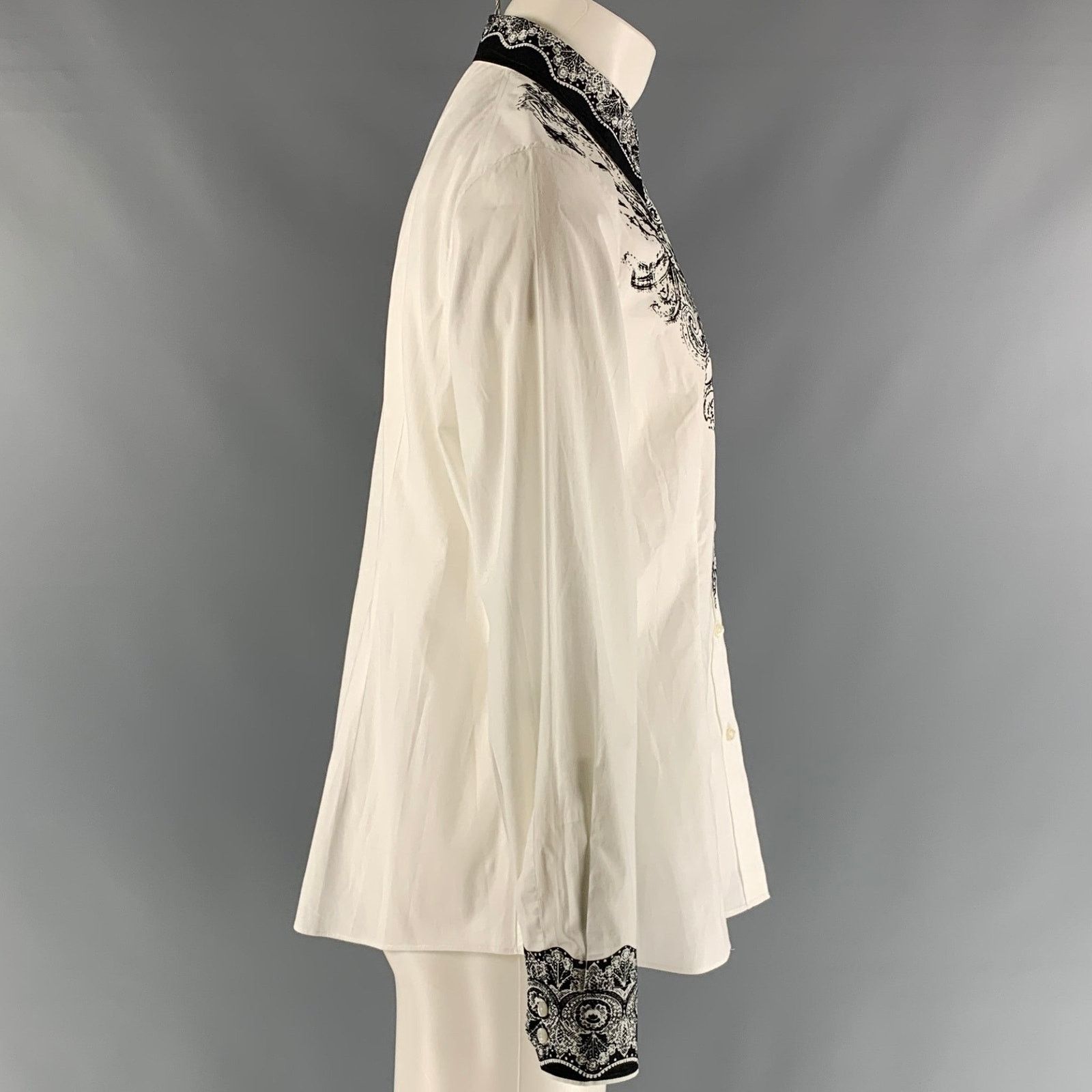 Etro ETRO Size 14 White Black Cotton & Elastane Print Shirt Size XL / US 12-14 / IT 48-50 - 3 Thumbnail