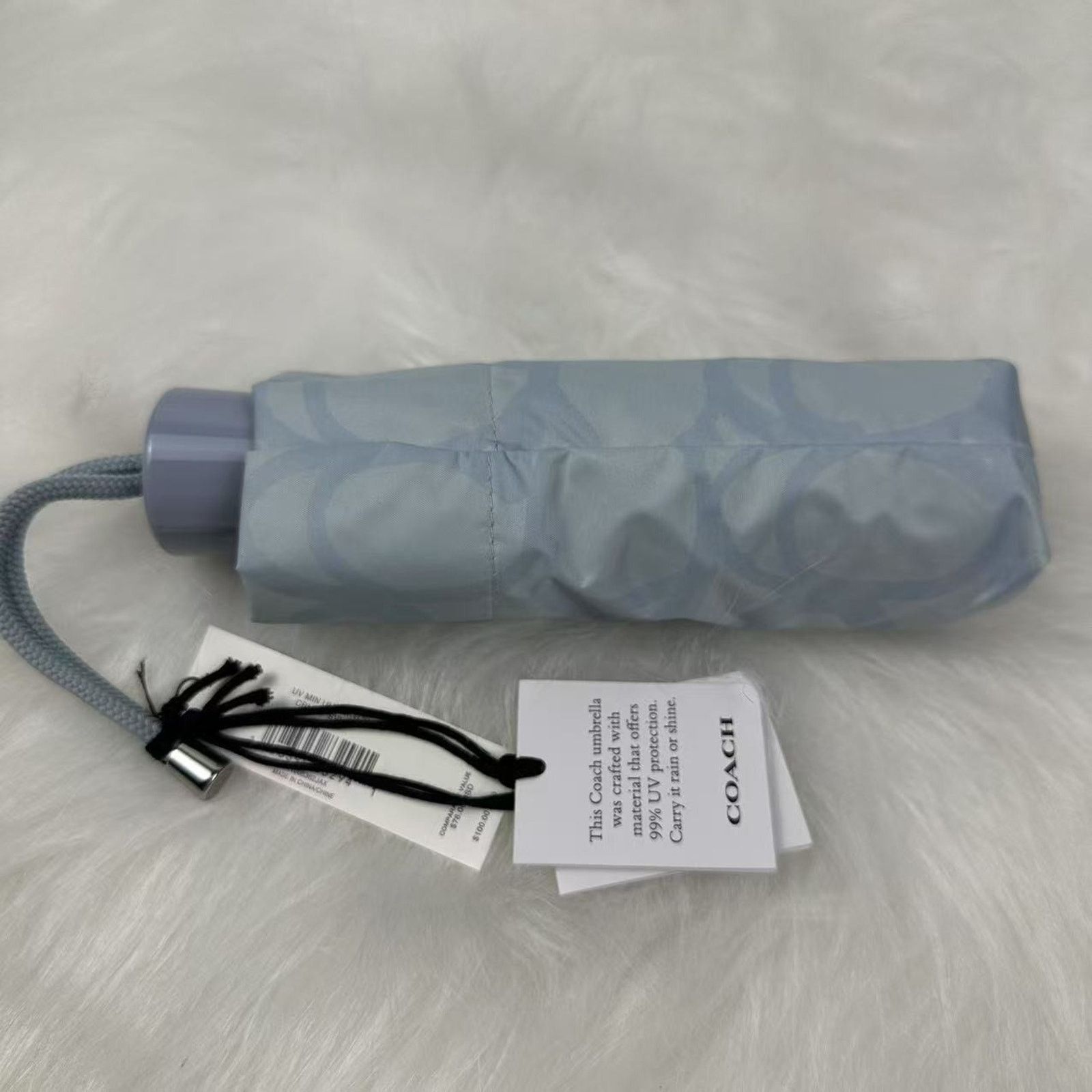 Coach Coach Uv Protection Mini Umbrella Sketch Sig Print Ice Blue Size ONE SIZE - 2 Thumbnail