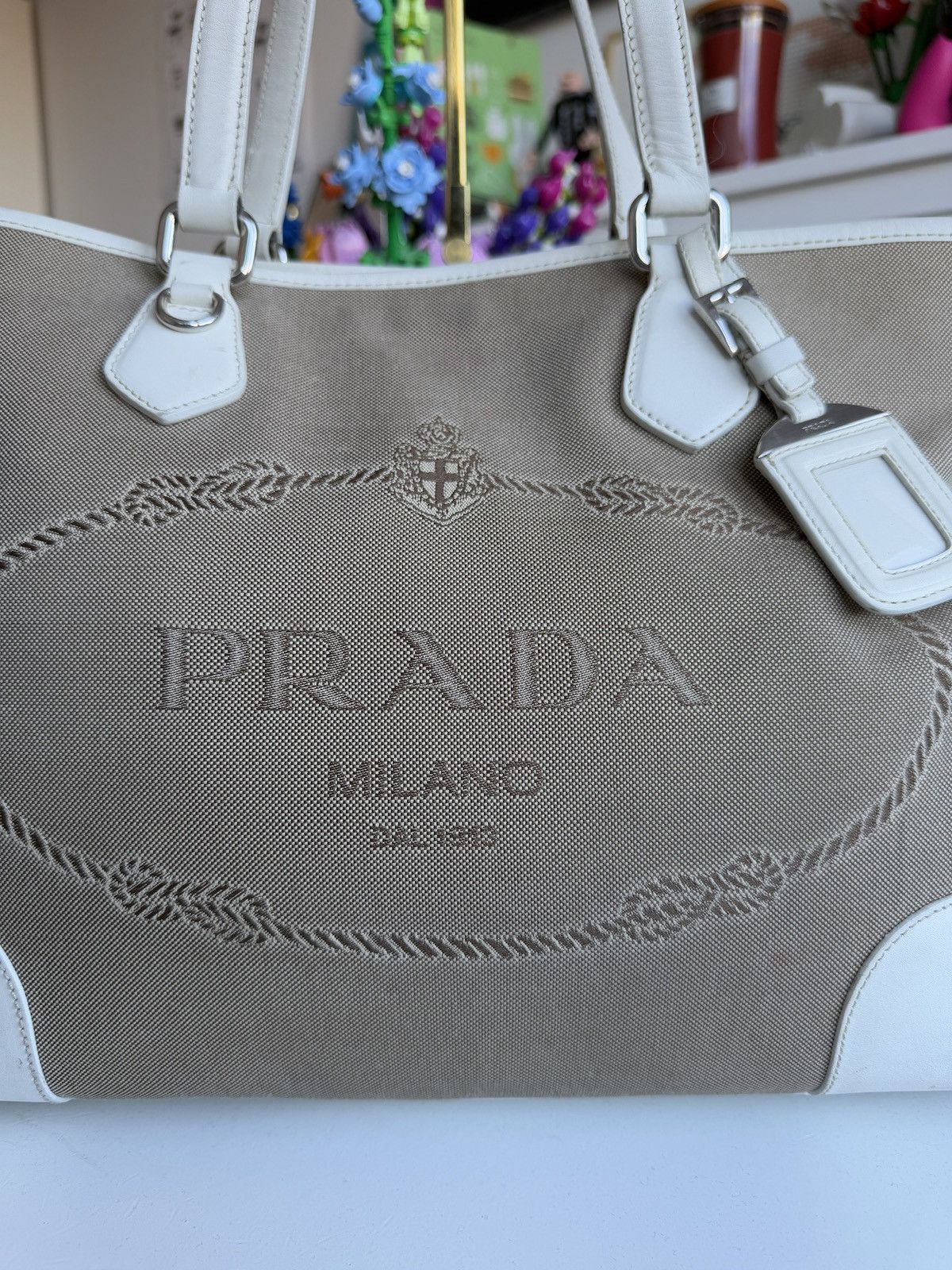 Designer × Prada Prada Jacquard logo canvas tote / shoulder bag designer y2k Size ONE SIZE - 9 Thumbnail