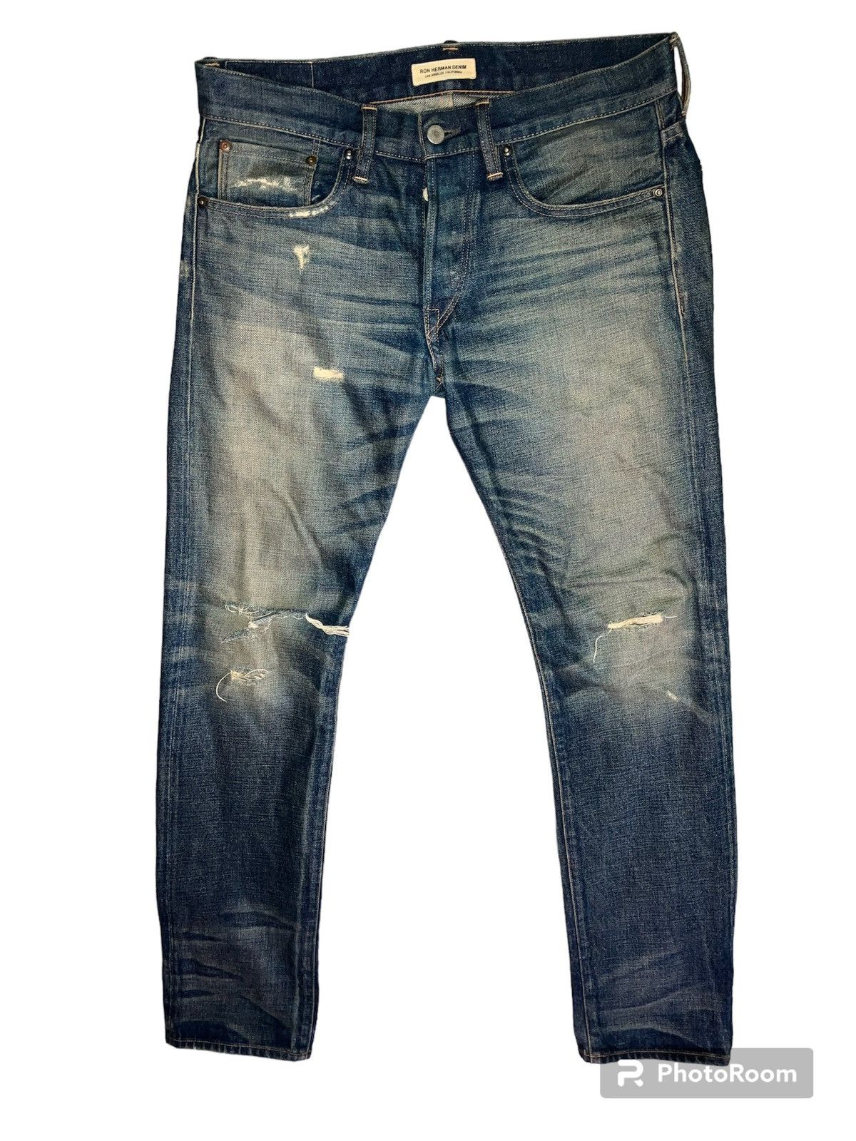 Ron Herman Selvedge Slim Cactus Repair Faded Distressed Denim