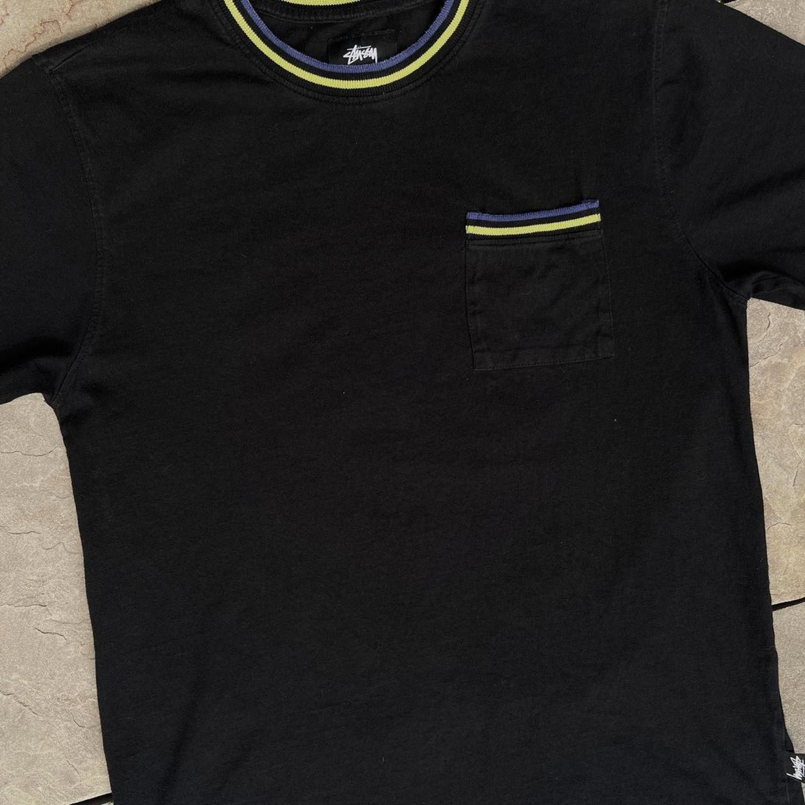 Stussy Black Stüssy Jacquard Green Blue Trim Pocket T-shirt Size US M / EU 48-50 / 2 - 2 Thumbnail